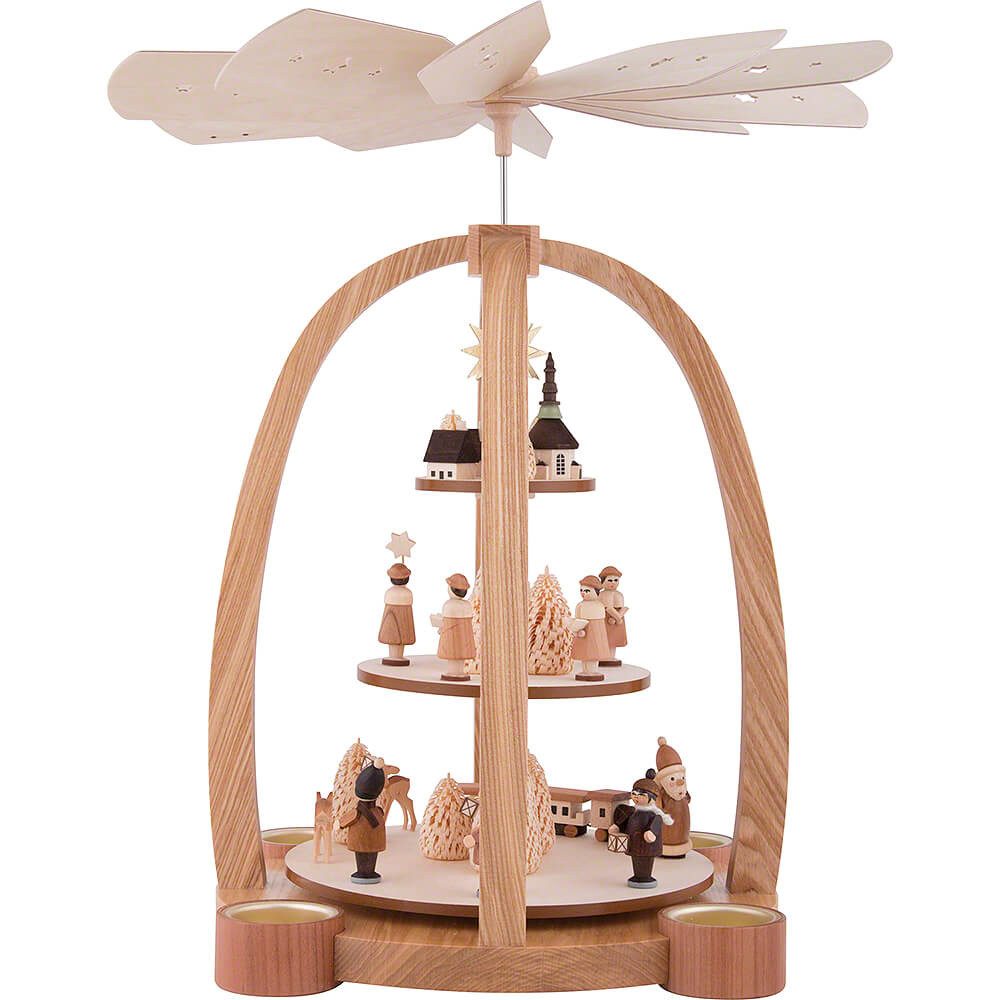 Volkskunst Neuber Weihnachtspyramide 3-stöckige Pyramide Weihnachtszeit (41cm) von Knuth Neuber