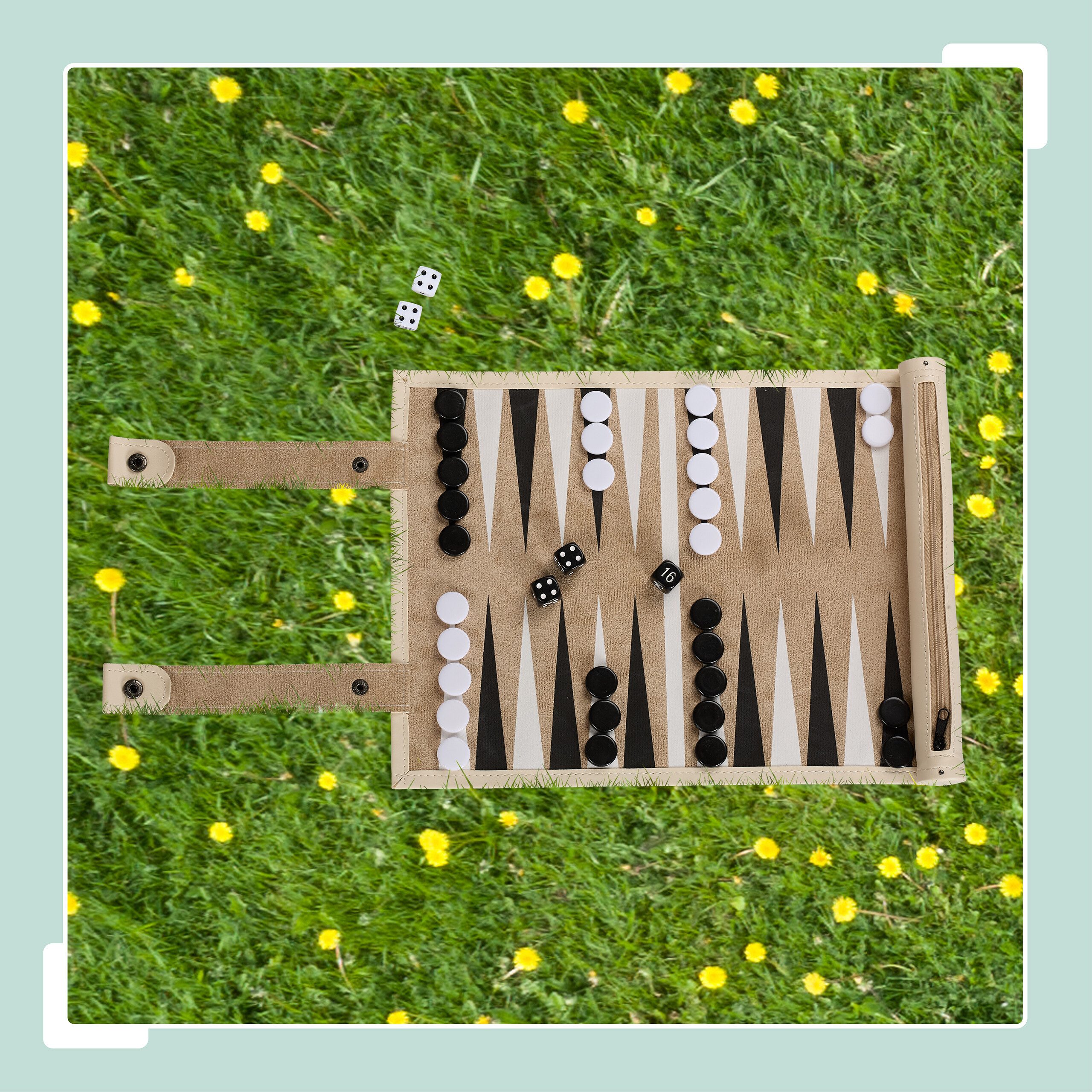 relaxdays Spiel Backgammon zum Aufrollen, Strategiespiel