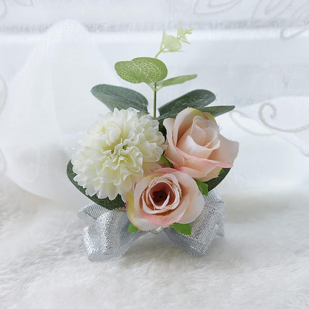 WaKuKa Ansteckblüte 2 künstliche Corsage Handgelenk (2-tlg) Hochzeit Blumen