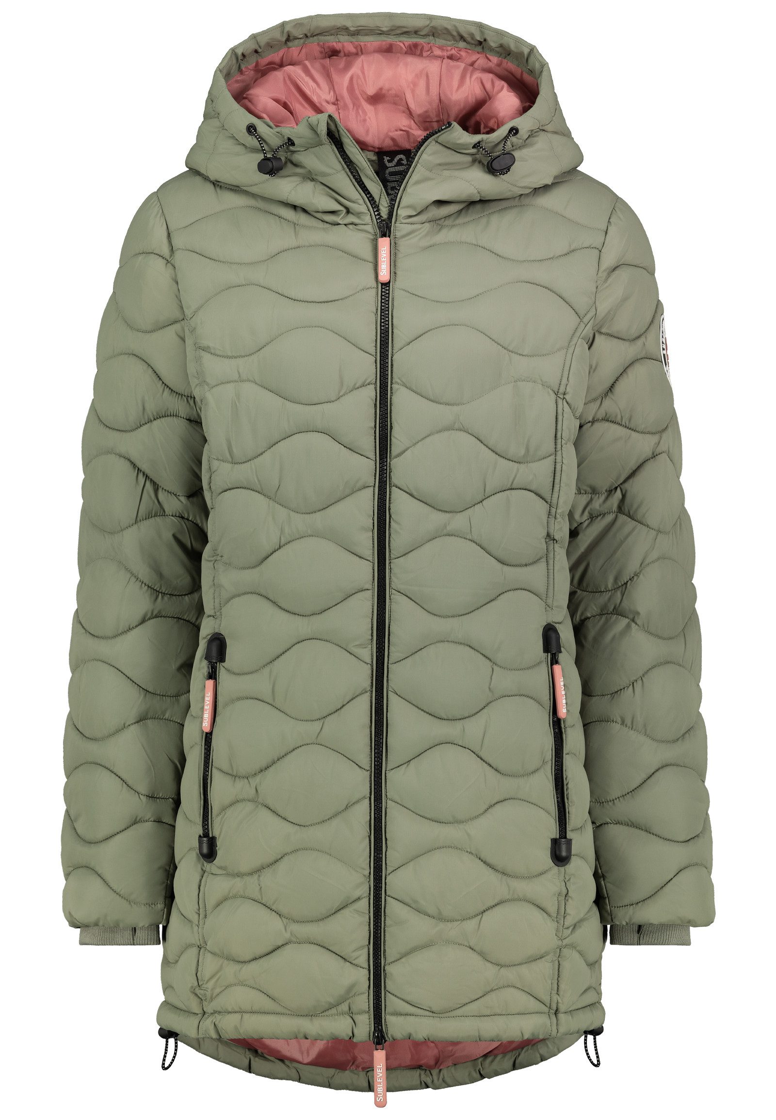 SUBLEVEL Steppjacke Damen Mantel mit Kapuze Parka lange Winter Jacke günstig online kaufen