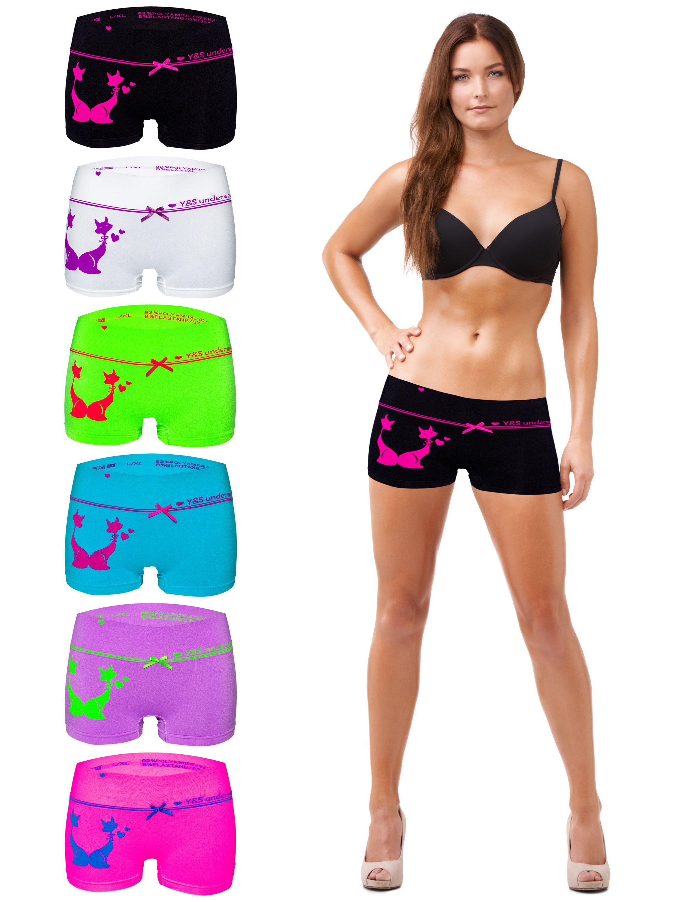Panty 6er Pack Damen Panty Panties Slips Microfaser Hotpants Unterwäsche
