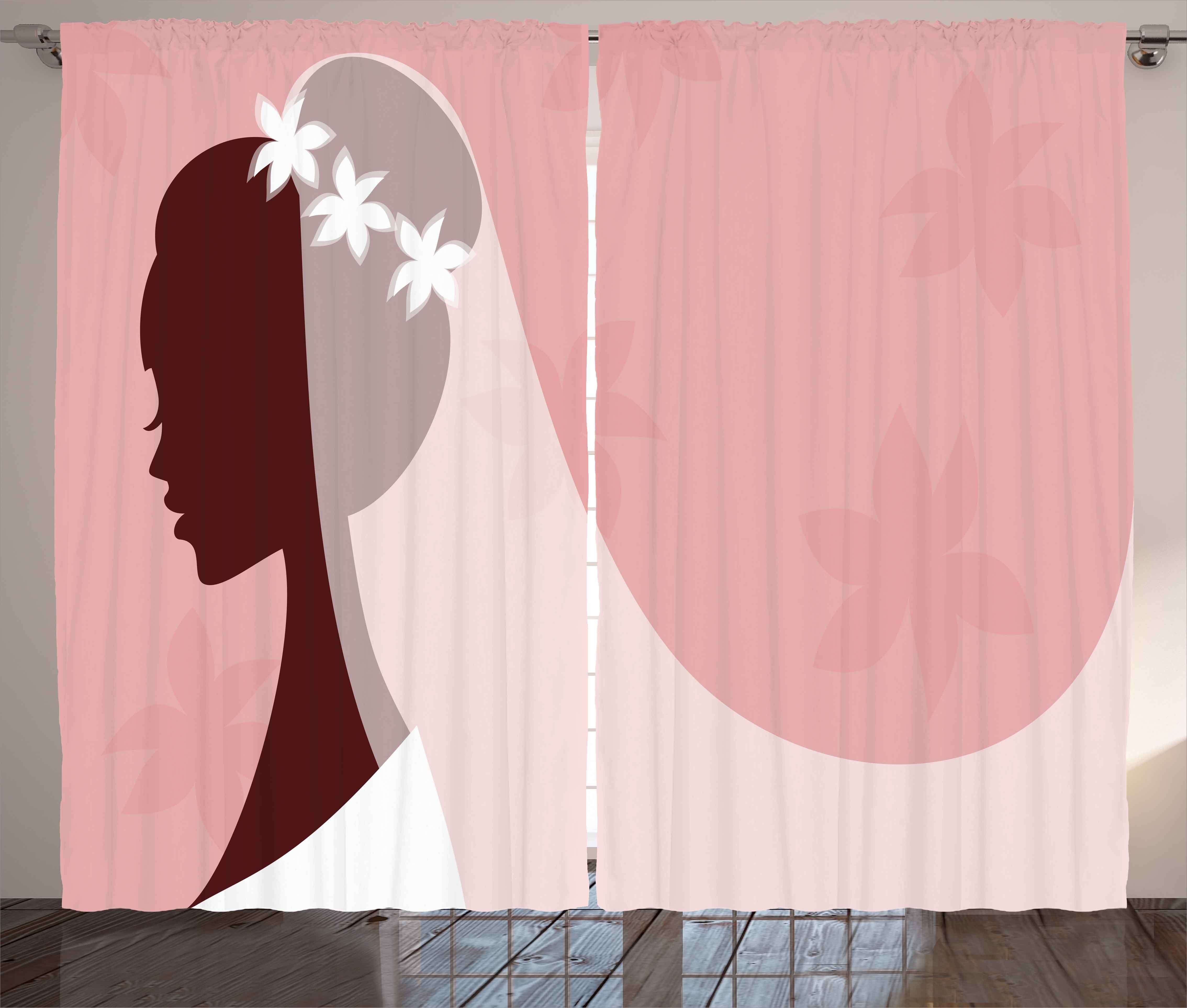 Gardine Schlafzimmer Kräuselband Vorhang mit Schlaufen und Haken, Abakuhaus, rosa, Weiß, Braut Brautkleid