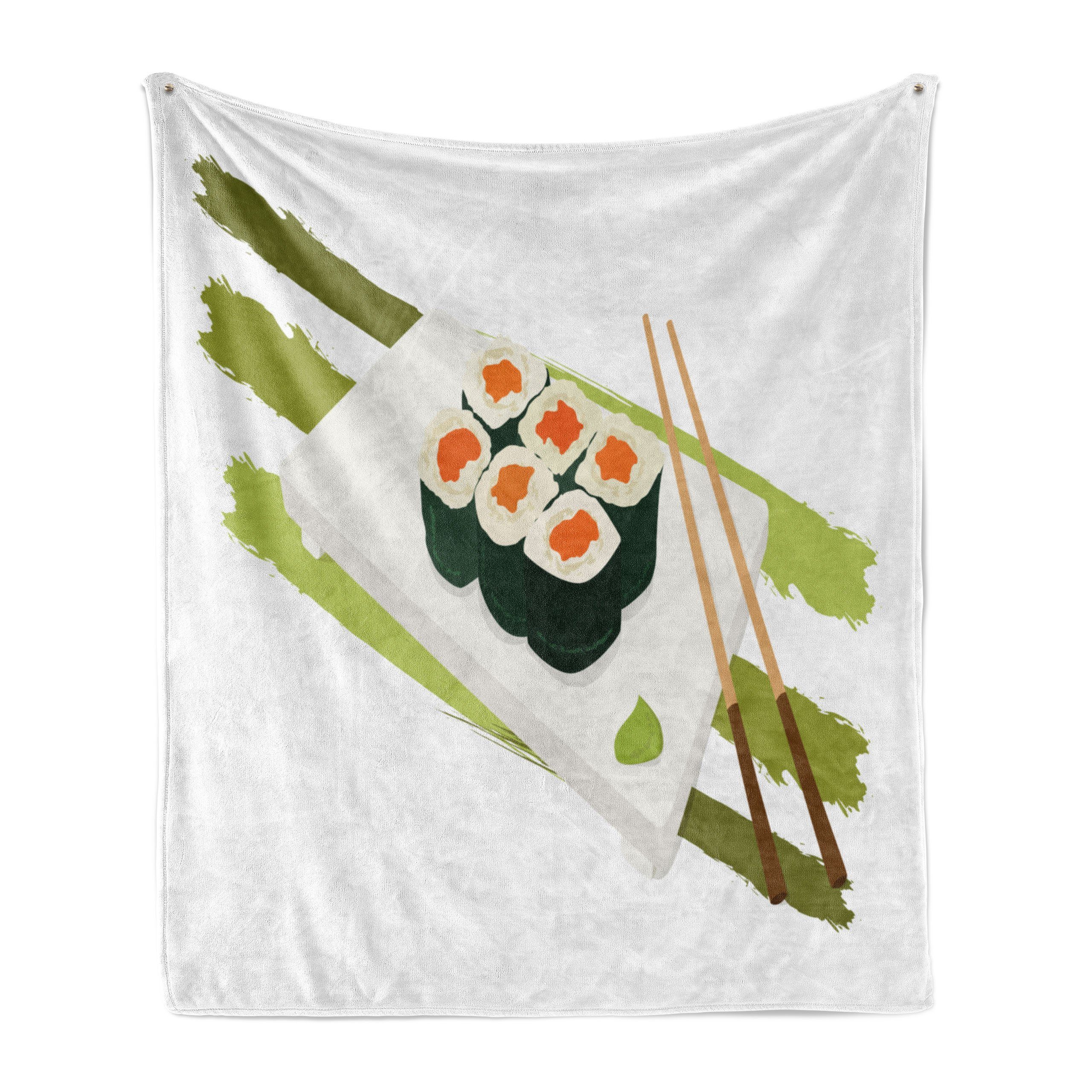Essstäbchen Maki und den Platte Innen- für Plüsch Sushi Wasabi Abakuhaus, Gemütlicher Wohndecke Außenbereich,