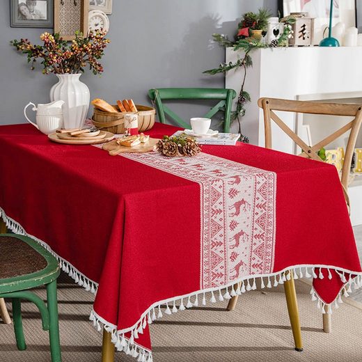ALIC LIFE Tischdecke »SD«, Weihnachtstischdecke Rechteckige Tischtuch Abwaschbar Tischdecken mit Quaste Edge, ideal für die Festtagstafel an Weihnachten