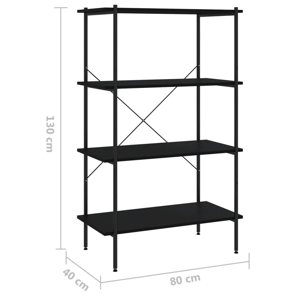 80x40x130 mit furnicato Schwarz cm Regal Böden Bücherregal 4