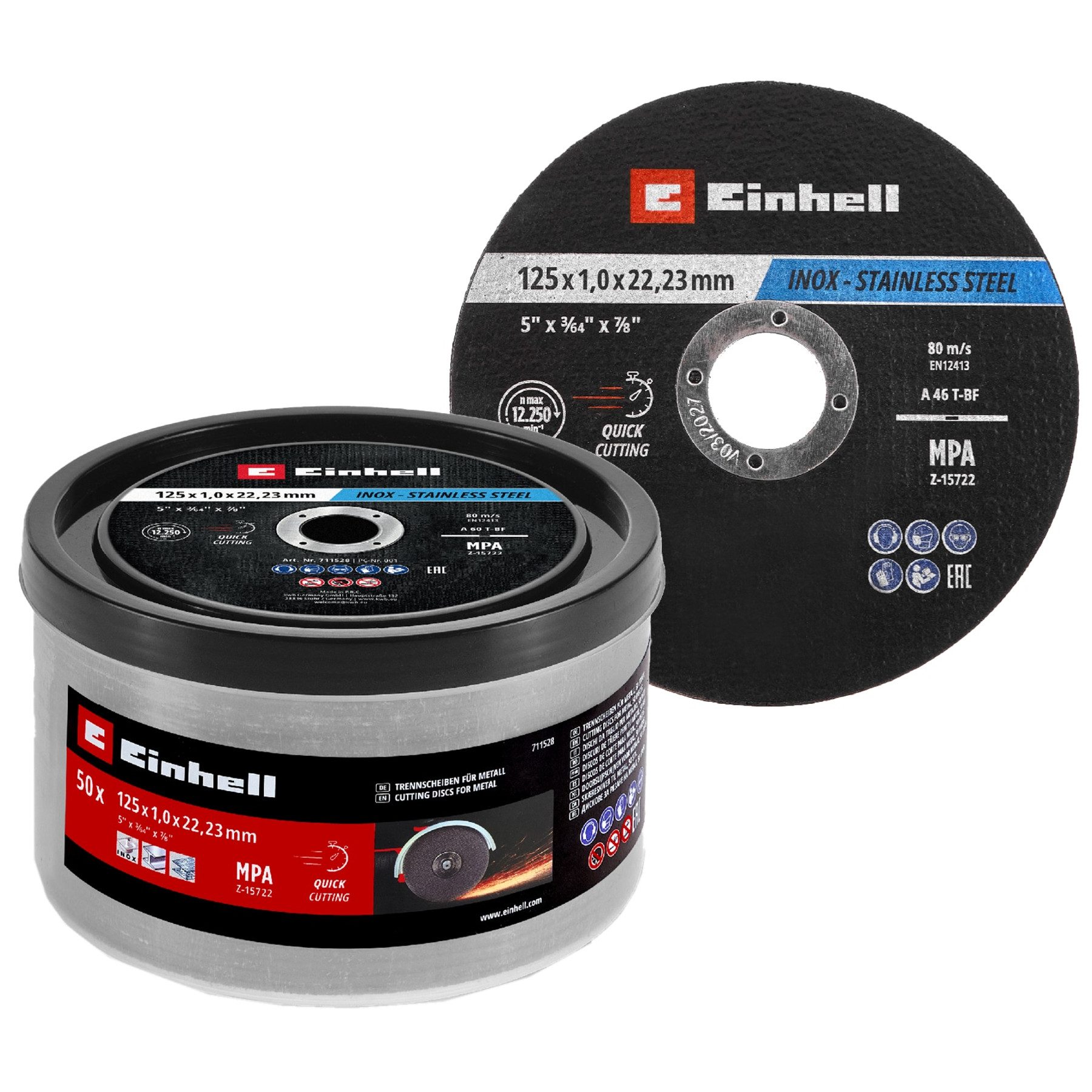 Einhell Trennscheibe EINHELL Відрізні диски, 711528, 125x1,0 mm, 50 Stück