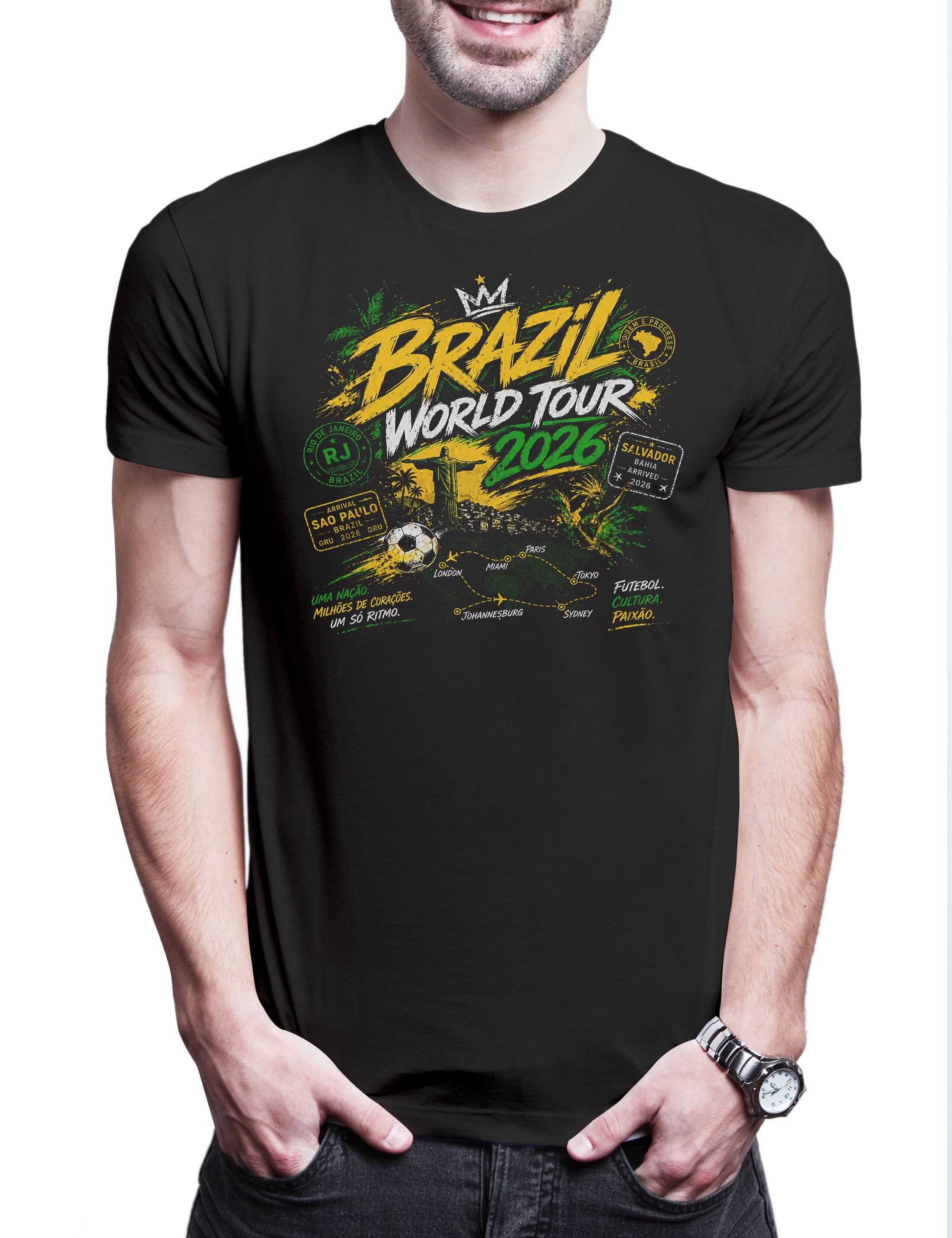 Urban Backwoods Print-Shirt Team Brazil 1 Herren T-Shirt Brasil Brasilien Seleçãoba Rio (1-tlg) Copacabana Canarinho Fußball WM