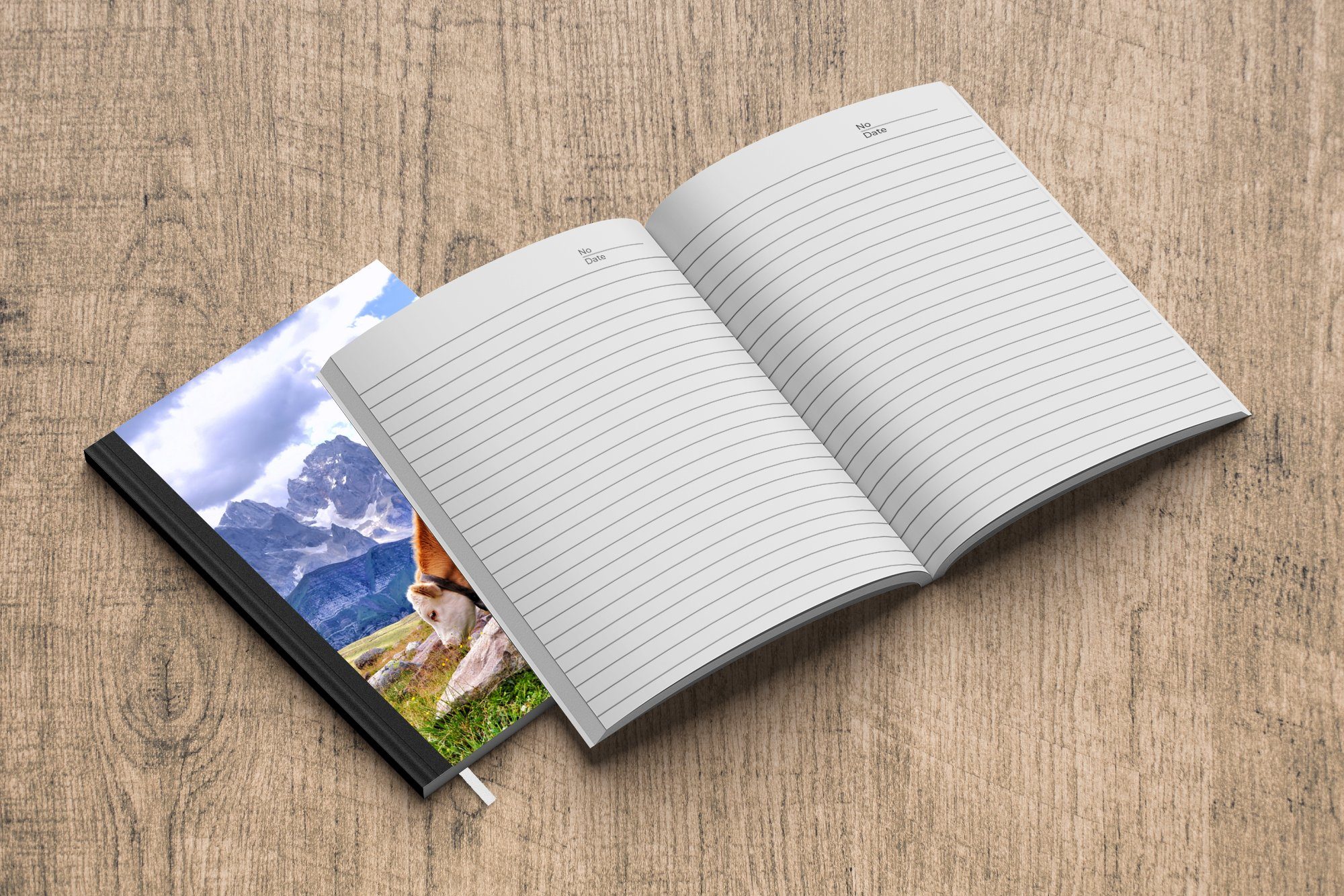 MuchoWow Notizbuch Alpen - Berg, A5, Seiten, Merkzettel, Notizheft, - Kuh Tagebuch, Haushaltsbuch 98 Journal