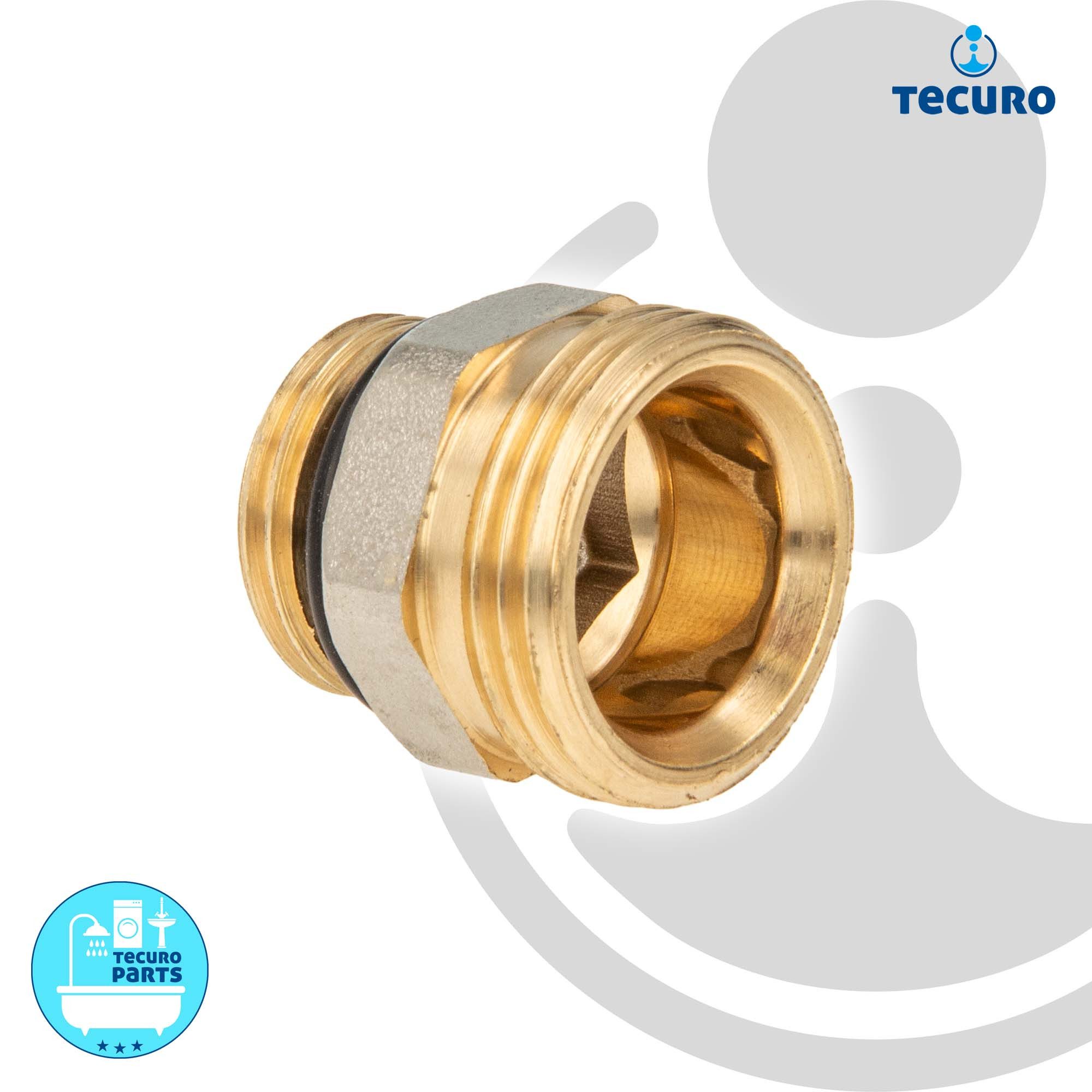 tecuro Gewindefitting Anschlussnippel Eurokonus 3/4 Zoll AG x 1/2 Zoll AG mit O-Ring, DN 15