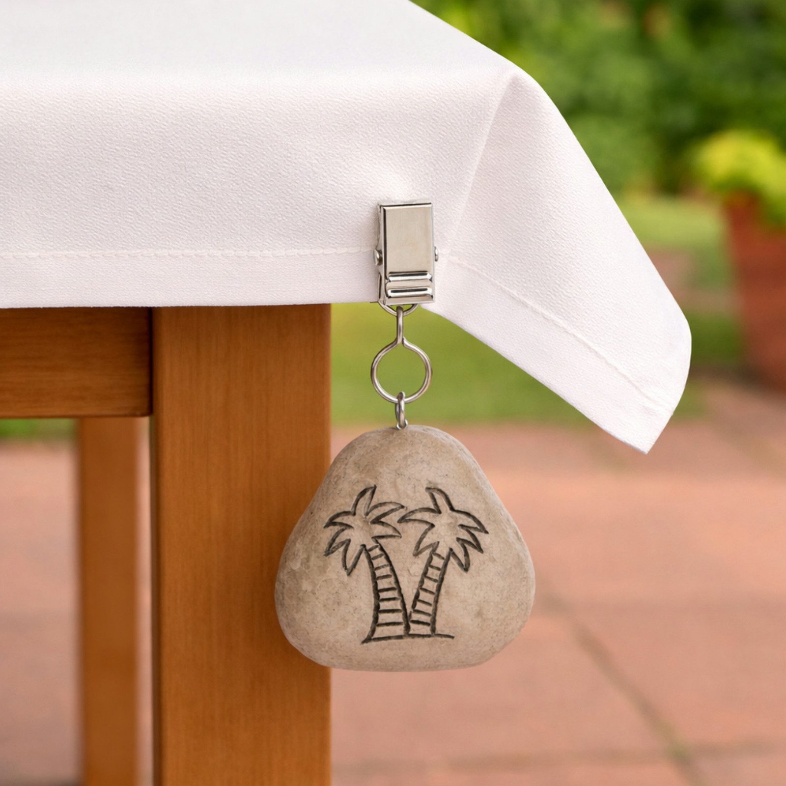 Koopman Tischtuchklammer 4 Motive Stein-Optik Tischdecke 4er Set, (4-tlg), Palme, Tischdeckengewicht, Polystone, 3,5x3,5x2cm