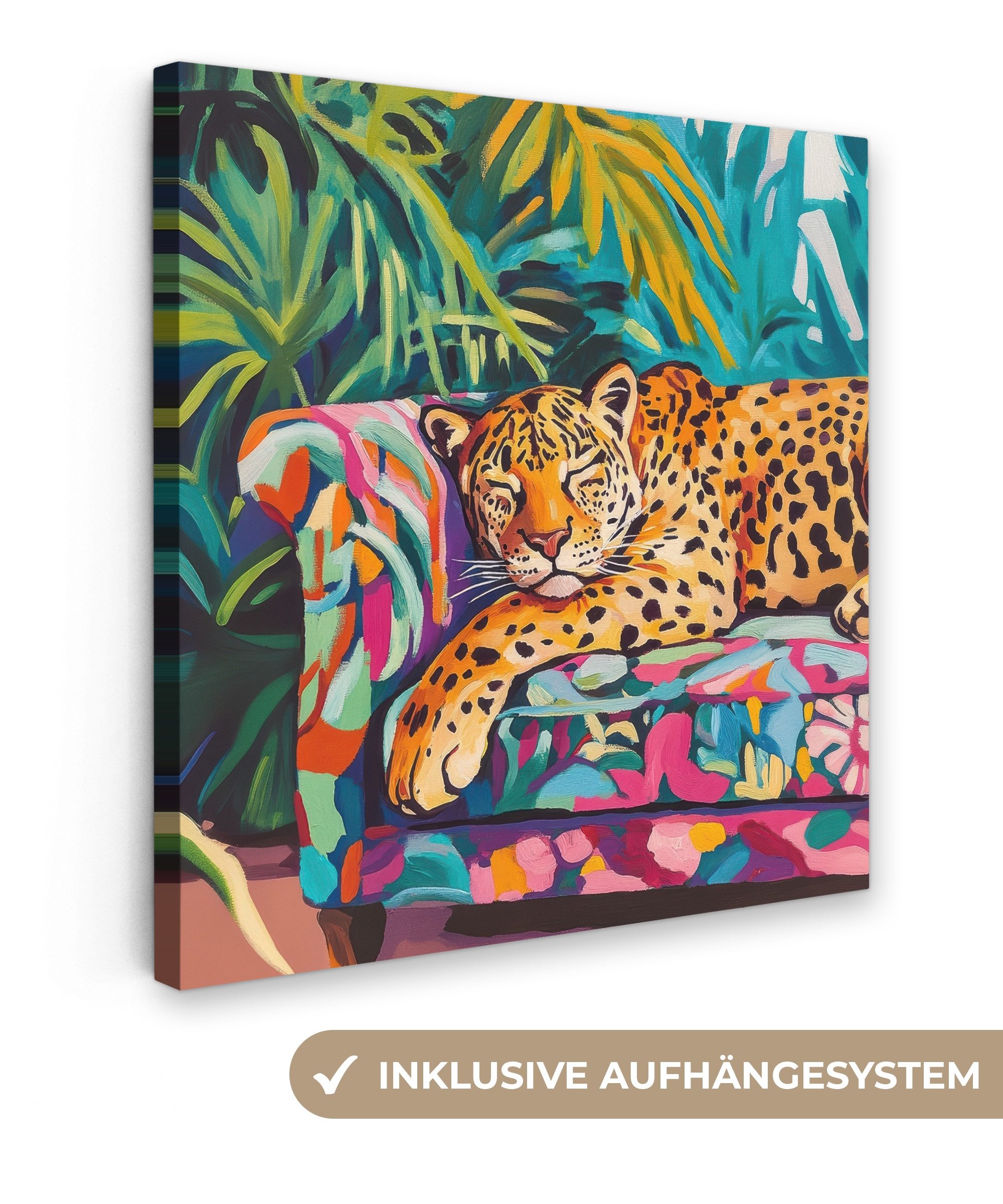 OneMillionCanvasses® Leinwandbild Leopard - Bunt - Tropisch, Fotodruck (1 S günstig online kaufen