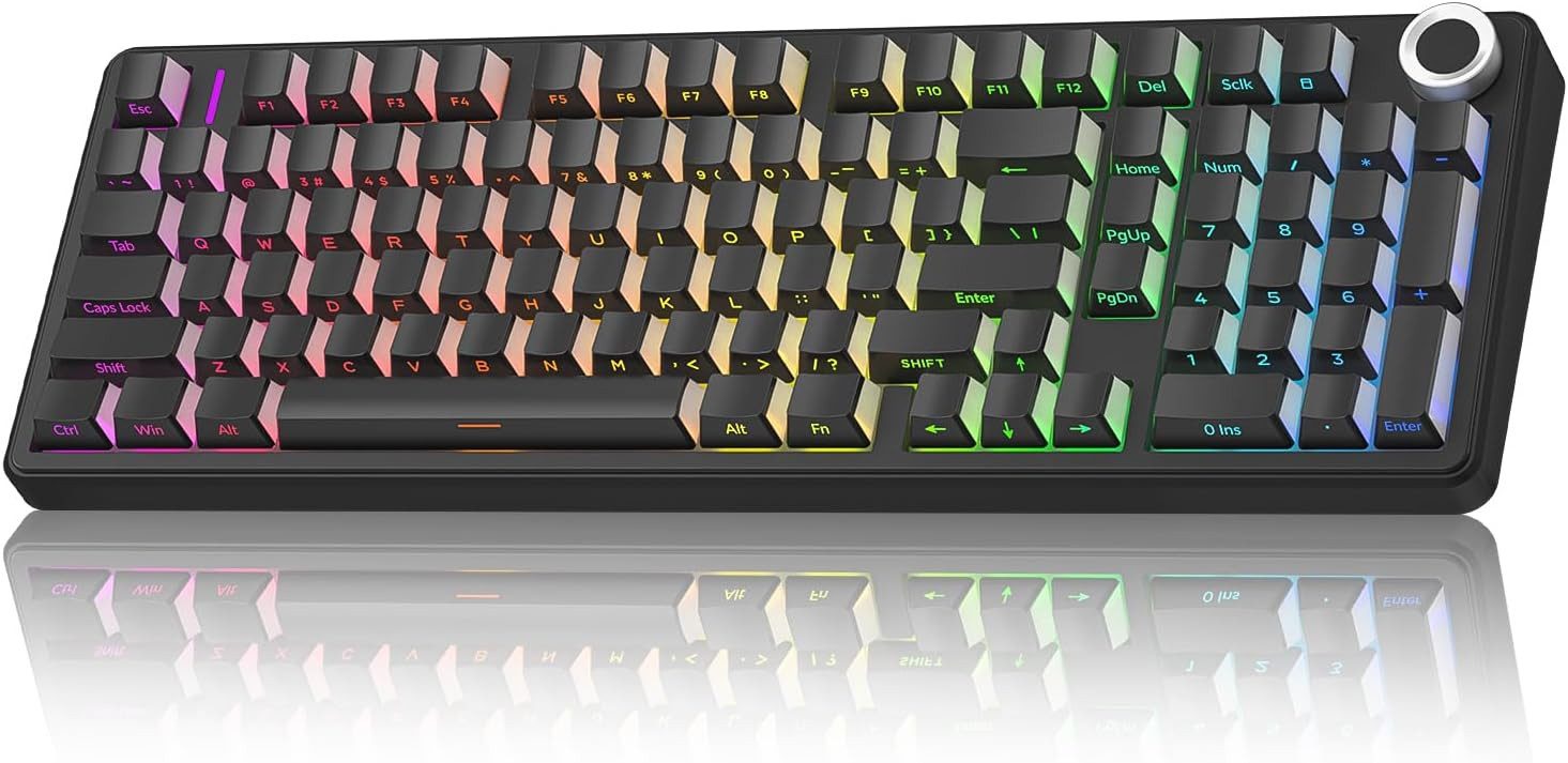 nsihing AULA F99 Pro Mechanische Gaming Tastatur, RGB, Hot Swap, Bluetooth Gaming-Tastatur (Hot-Swap, Multifunktions-Drehknopf, RGB-Beleuchtung, Makrofunktion)