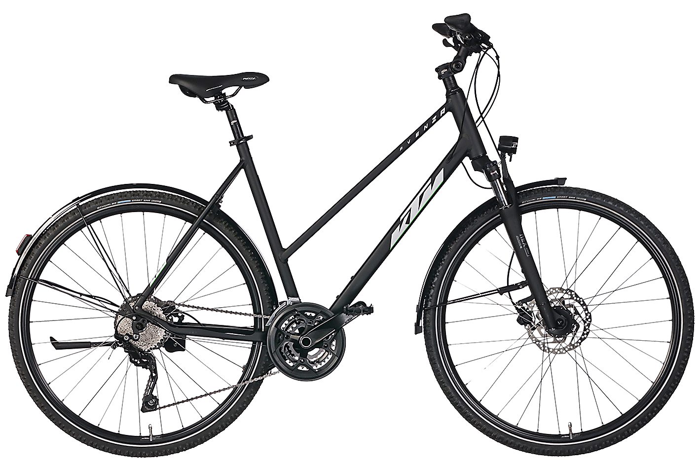 KTM Crossrad KTM Avenza Cross Street Damen schwarz(weiß/grün) 2024, 30 Gang Shimano Deore T6000-10 SGS shadow, Kettenschaltung