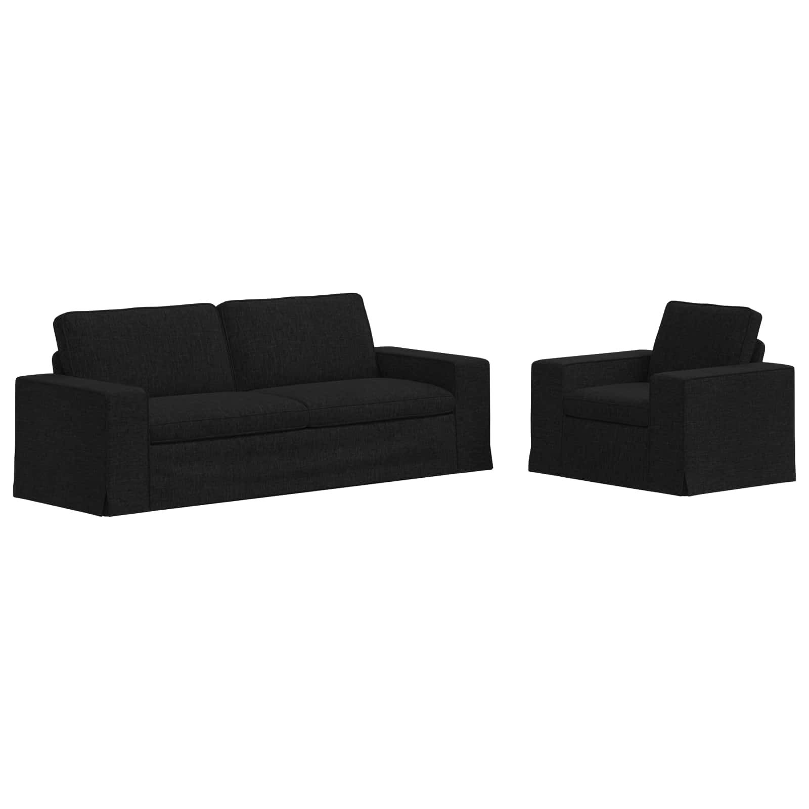 vidaXL Sofa Sofa Set 2 pcs Schwarz 222 x 80 x 82 cm Stoff, 2 Teile