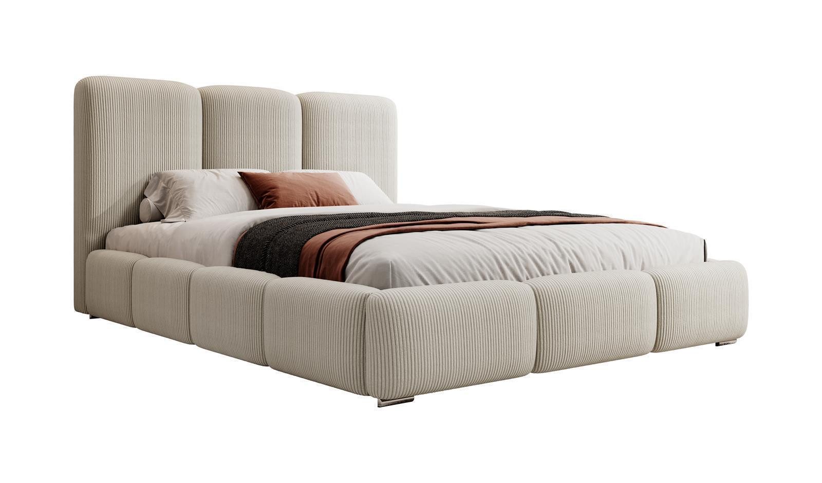 VIVENTE Möbel Polsterbett NIZZA im Cord Bezufgstoff LINCOLN, Bettkasten Lattenrost 32 Lamellen (Bett), mit großem Bettkasten in versch. Breiten und Цвета(ов)