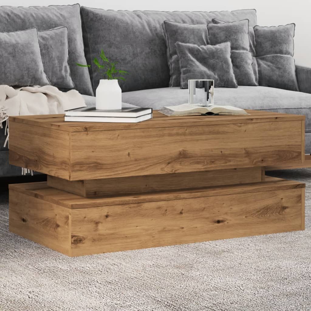 vidaXL Couchtisch, Couchtisch mit LED-Leuchten Artisan-Eiche günstig online kaufen
