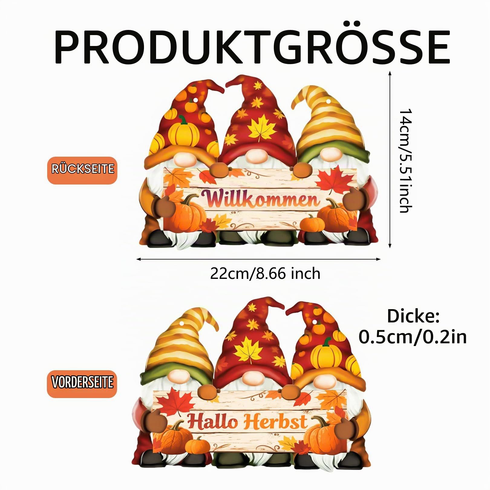 FOUORTUNATE-BEE Hängedekoration Herbstdeko zum Aufhängen, Hallo Herbst Holz Dekohänger (Tür Bunte Bemalt Fensterhänger, Willkommen Herbst Deko Innen und Draußen – Bild 2 von 5