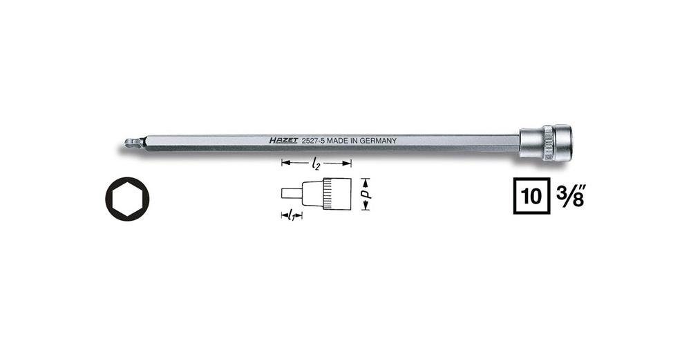 HAZET Steckschlüssel Steckschlüsseleinsatz Schlüsselweite 1/2 ″ 238 mm 8 mm Innen-6-kant Länge 2527-8
