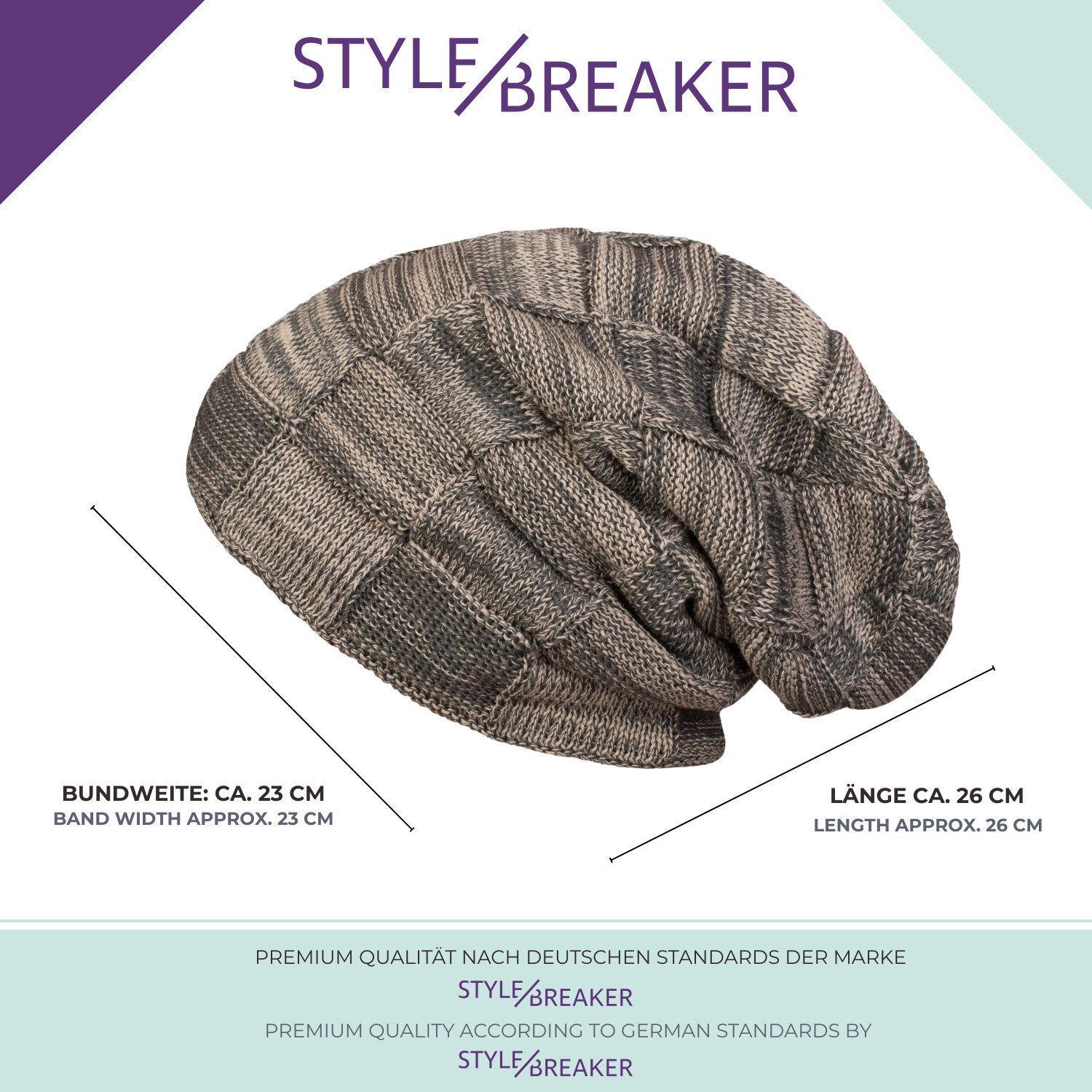 styleBREAKER Strickmütze Feinstrick Beanie mit Karo Strick (1-St)