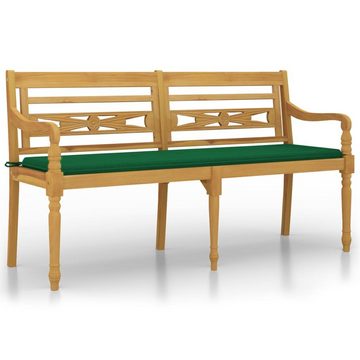 furnicato Gartenbank Batavia-Bank mit Grünem Kissen 150 cm Massivholz Teak