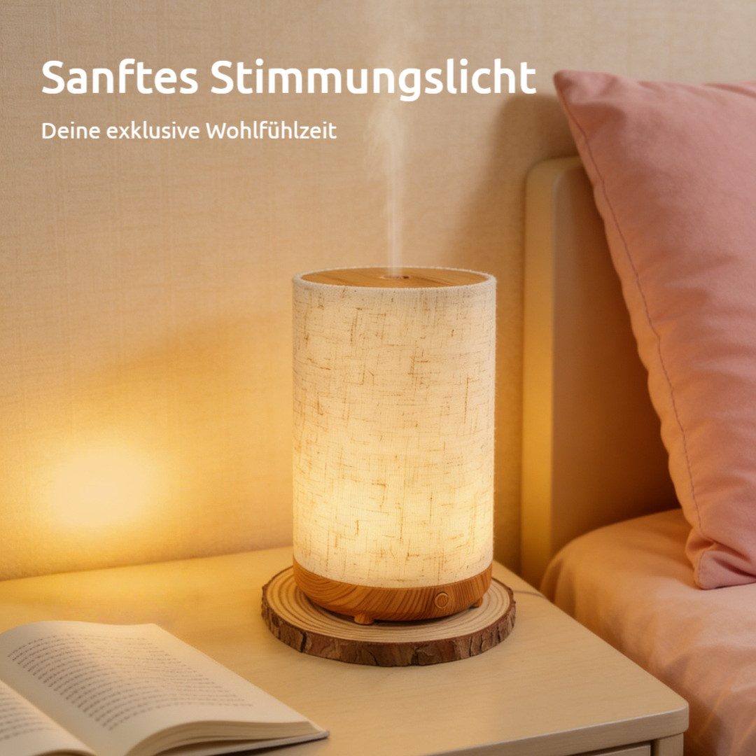 Tekoo Luftbefeuchter 3-in-1 Aroma Diffuser in Stoff-Optik, Luftbefeuchter mit Nachtlicht, 80 l Wassertank