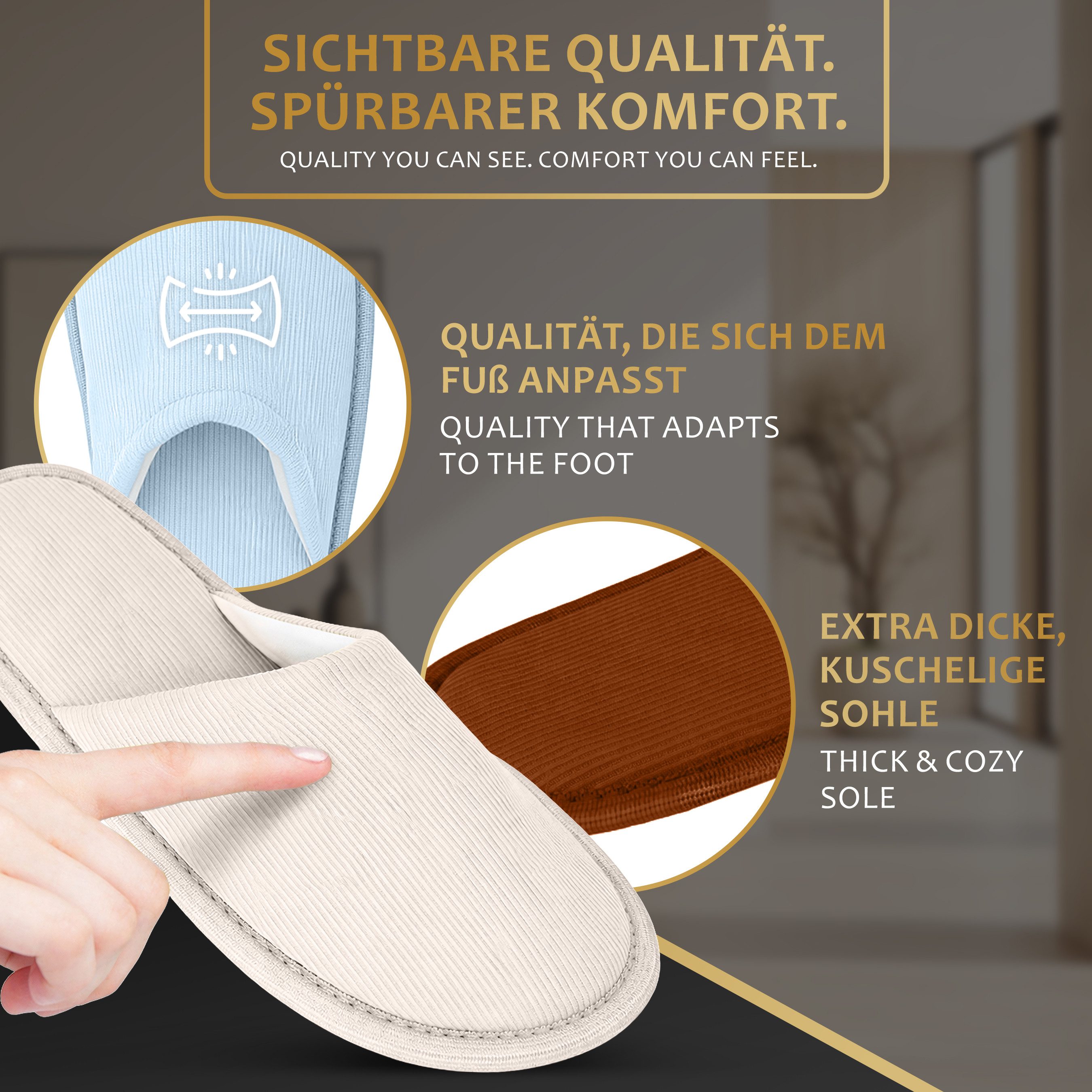 ONVAYA Premium Gästehausschuhe Set-Guest Slippers-Gästepantoffeln Unisex Plüsch Hausschuhe