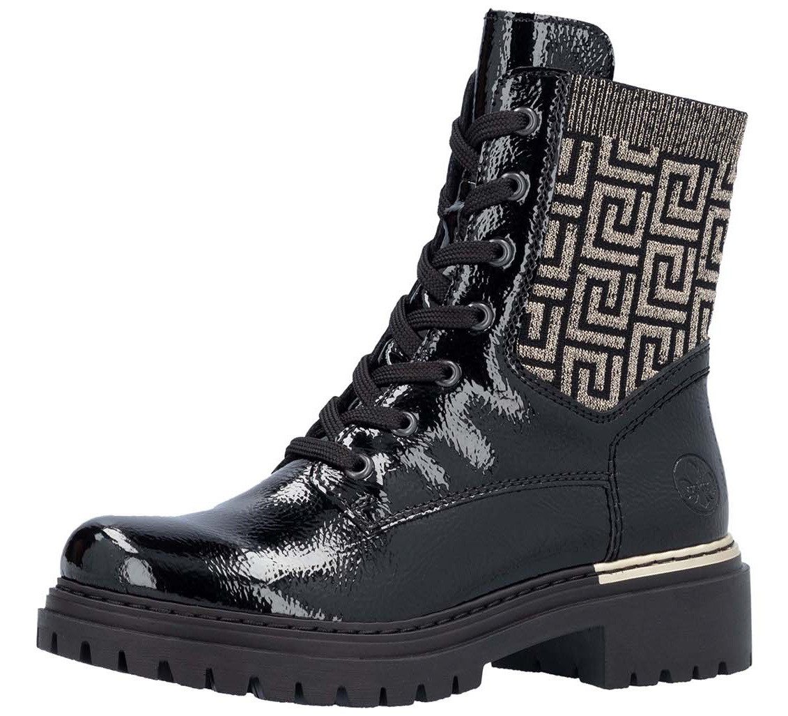 Rieker Schnürboots, Stiefelette, Blockabsatz, mit Textileinsatz am Schaft