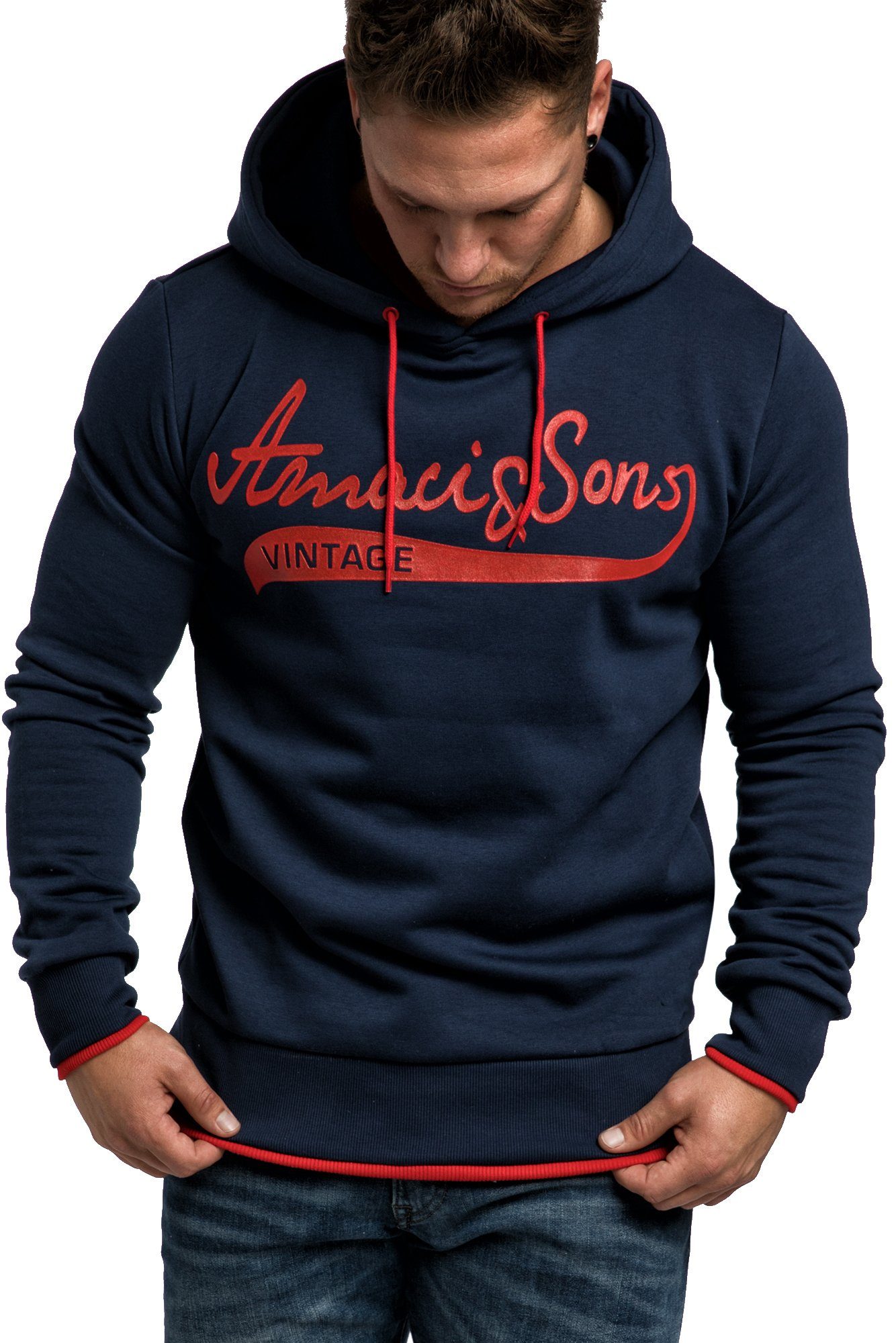 Amaci&Sons Kapuzenpullover MENIFEE Kapuzenpullover Herren Basic Kontrast Sw günstig online kaufen