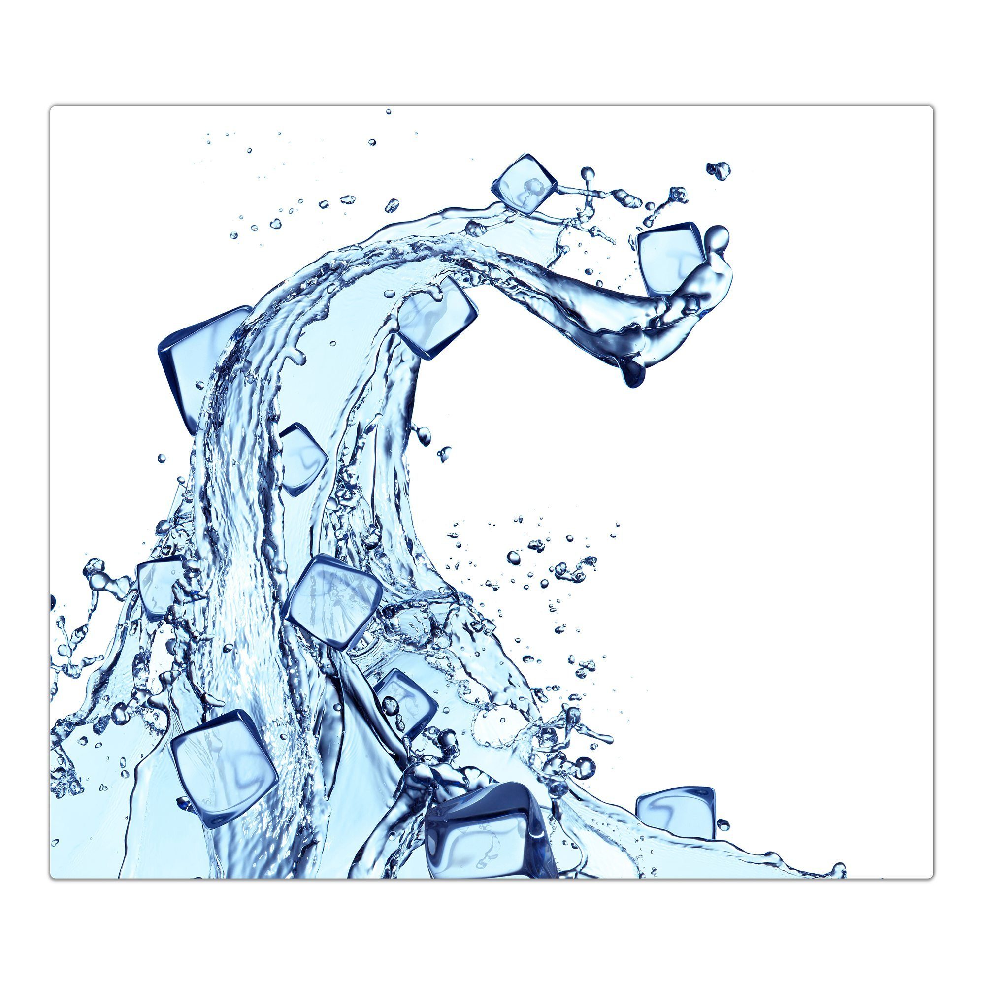 Primedeco Herd-Abdeckplatte Herdabdeckplatte Spritzschutz aus Glas Blaue Wasserwelle, Glas, (1 tlg)