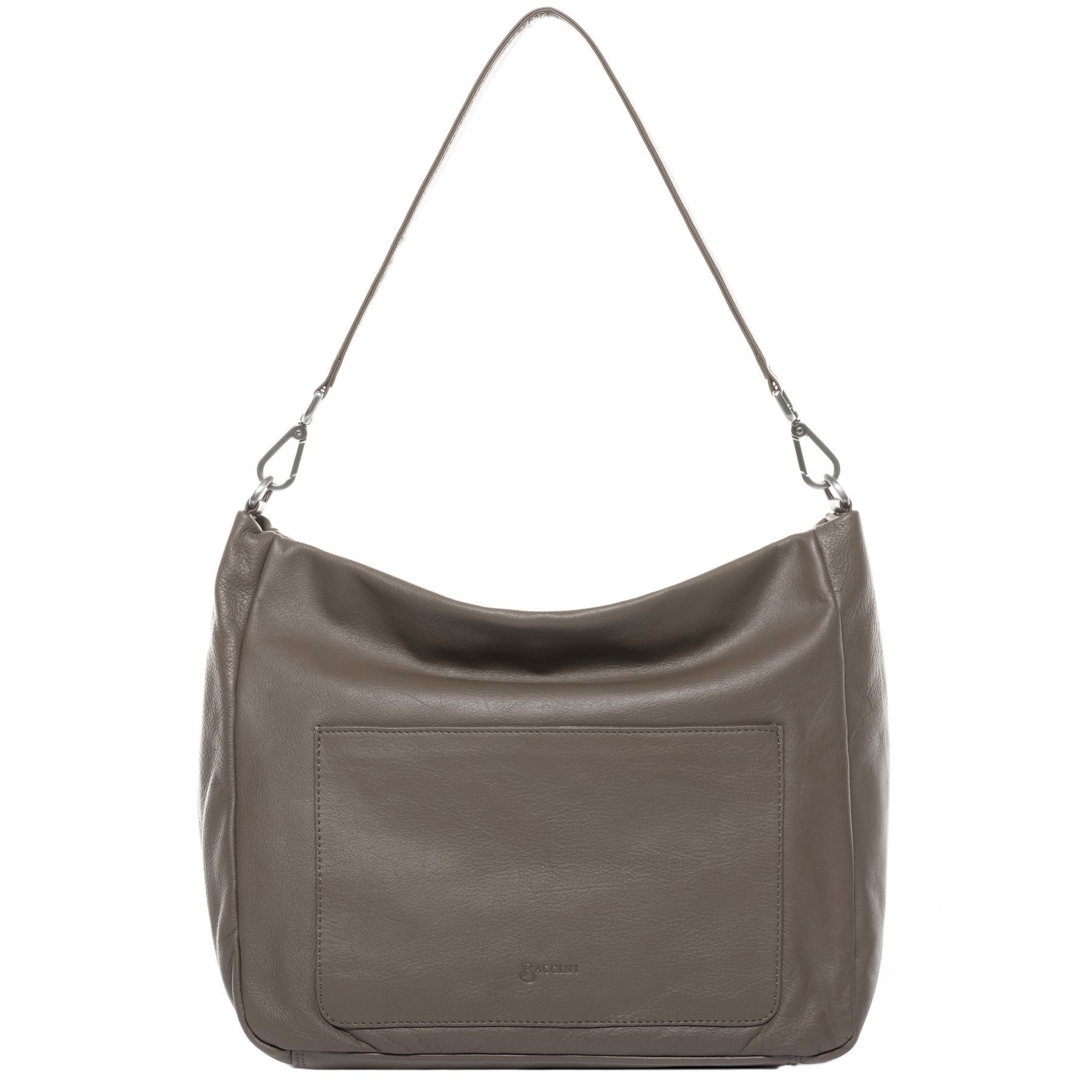 Umhängetasche echt Leder Hobo Beutel Schultertasche groß taupe