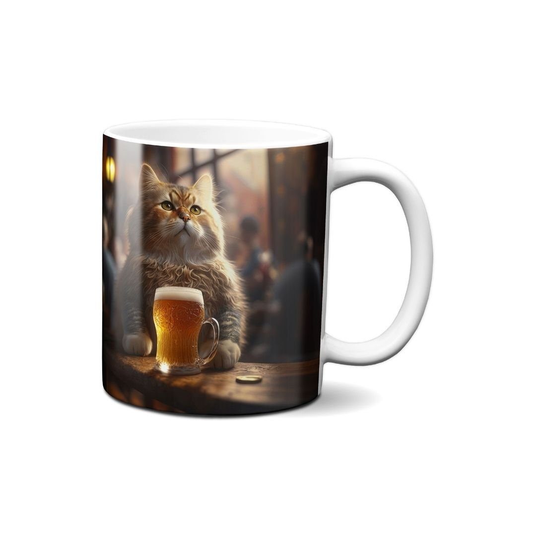 Hustling Sharks Tasse Hustling Sharks® Tasse mit Tiermotiv - Durstige Katze - Geschenk, 330 ml