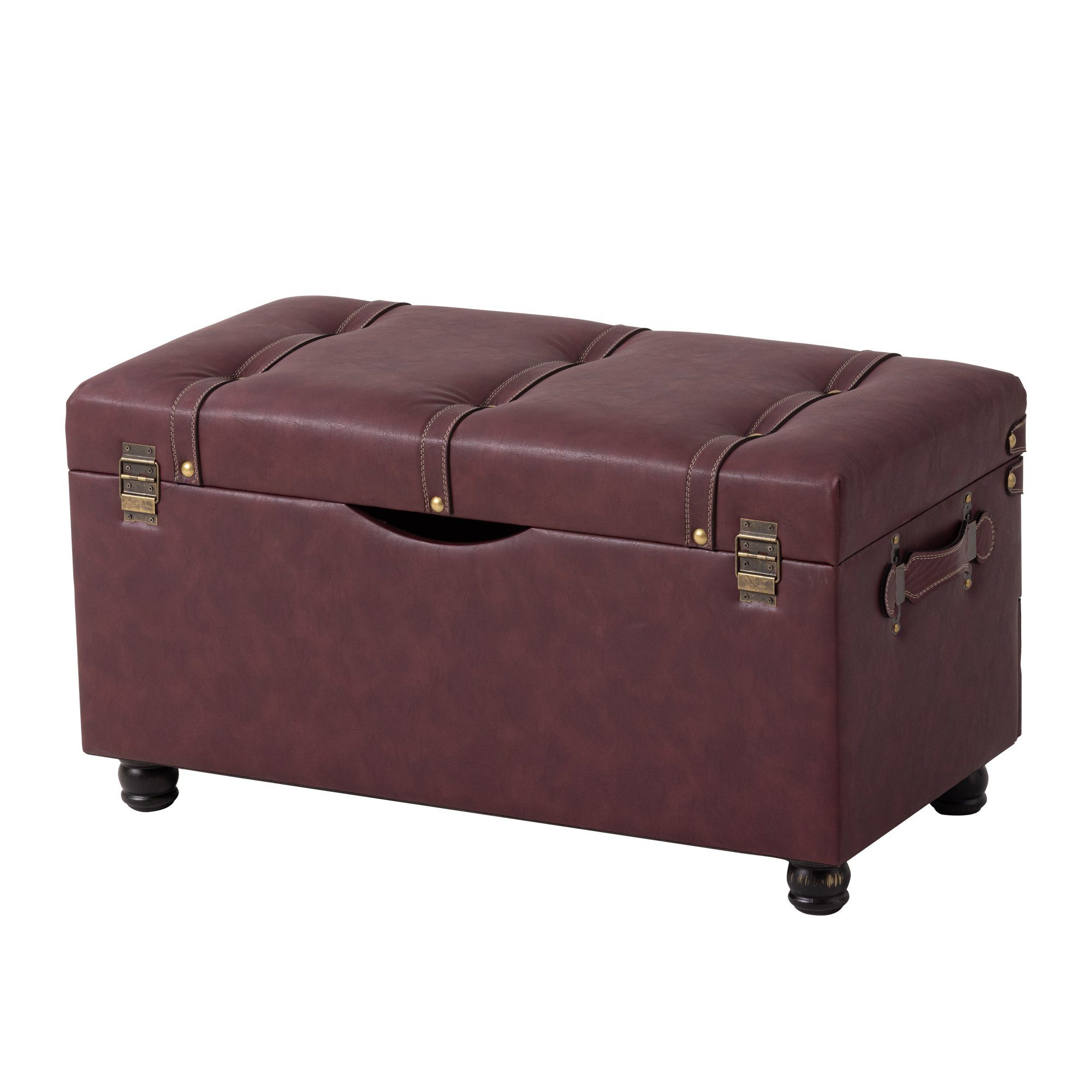 HomeGuru Bettbank Retro-Box Sitzbank, Vintage-Stil Rot (1-St) Hocker, Couchtisch, Nachttisch-Box