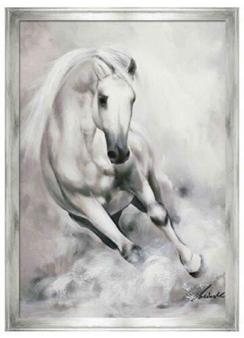 JVmoebel Ölbild Gemälde Ölbild Ölbilder Weißes Bilder Pferde Ölgemälde G94767, Kunst
