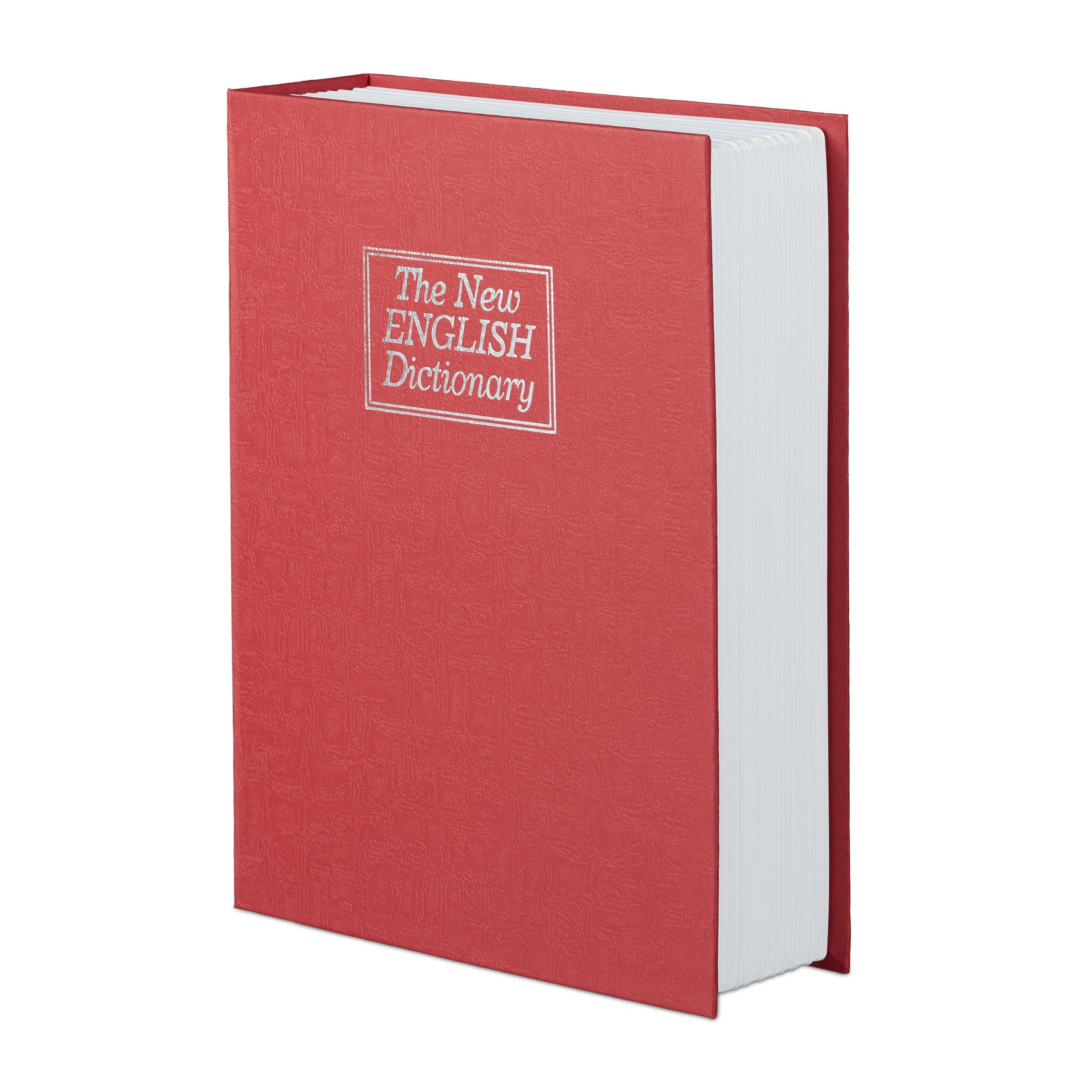 relaxdays Buchtresor groß verschließbar, rot