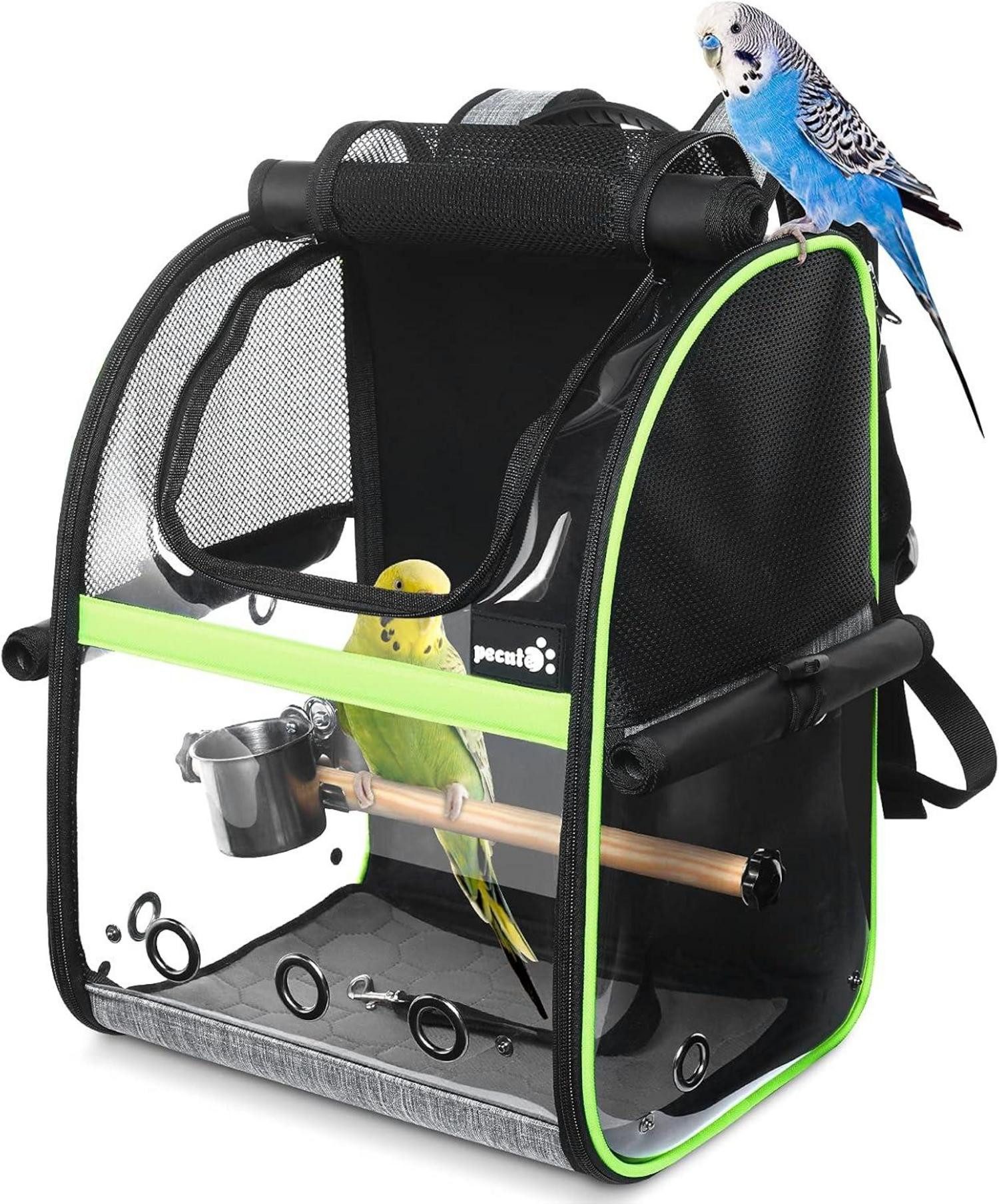LuxusKollektion Schutzkragen Vogel Rucksack für Papageien mit Holzstab, Träger und