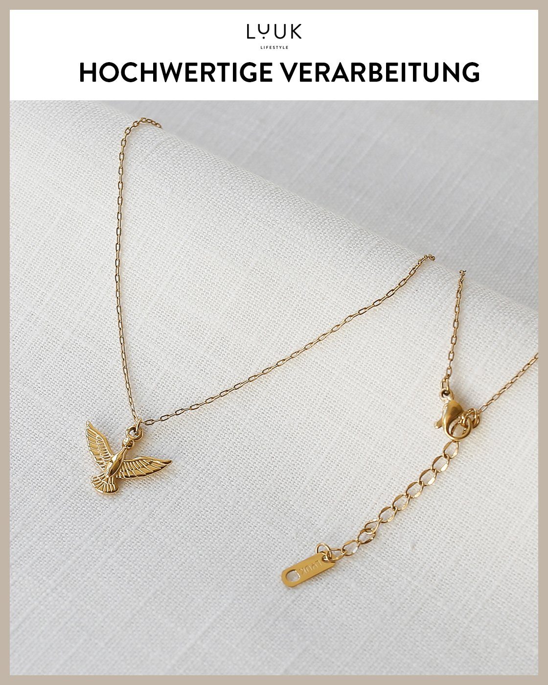 LUUK LIFESTYLE Kette mit Anhänger Adler, 50cm verstellbare Kettenlänge, Adler Phönix Anhänger – Bild 4 von 5