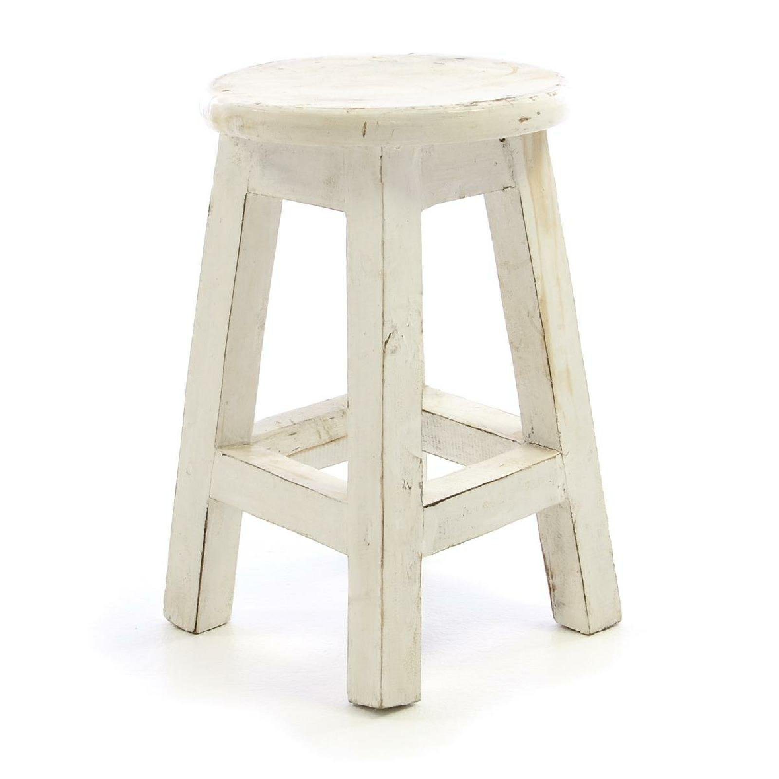 VCM Gartenstuhl Vintage Hocker weiß
