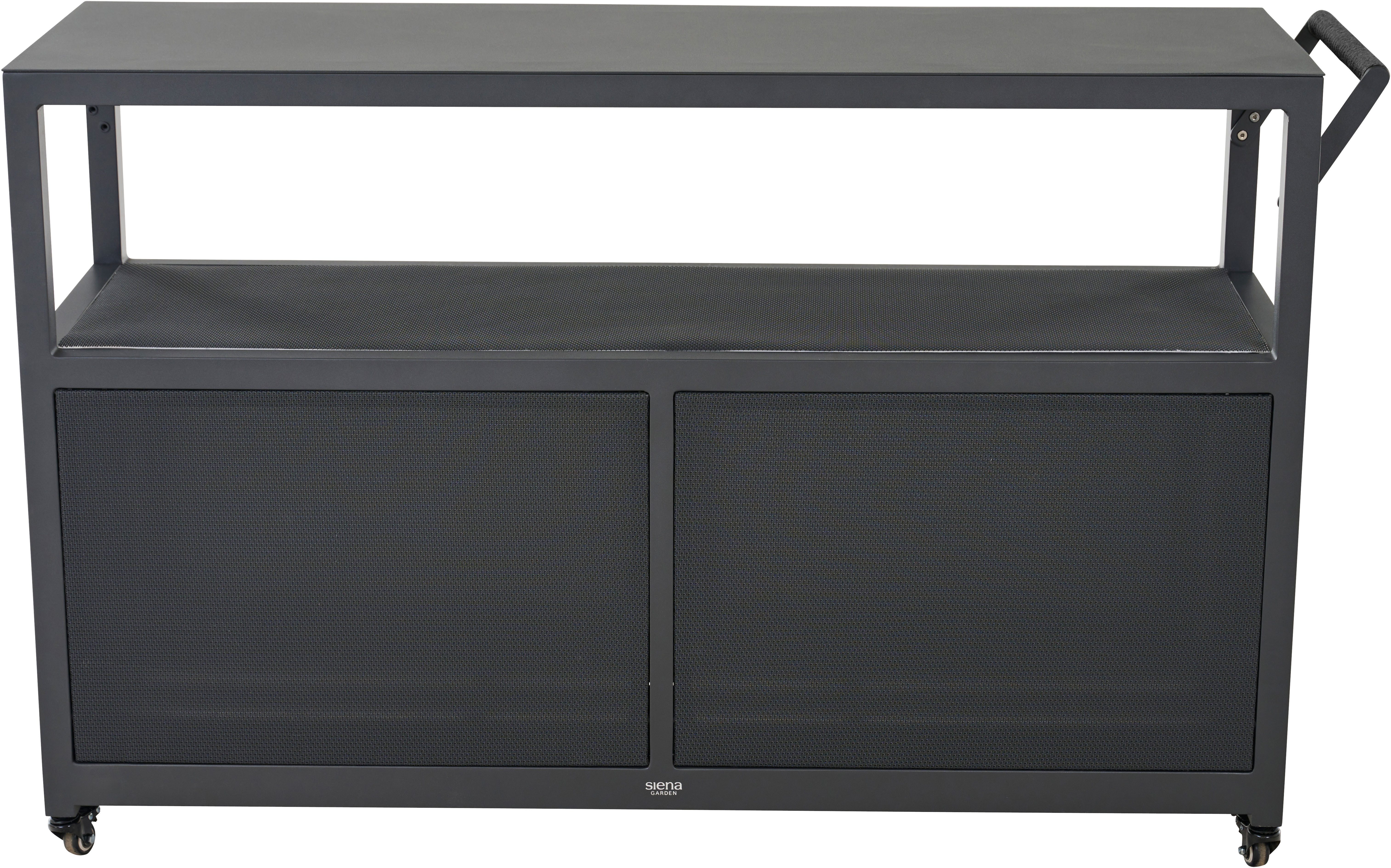 Siena Garden Servierwagen PALMA groß, Aluminiumrahmen, Ranotex® Bezug dunkelgrau