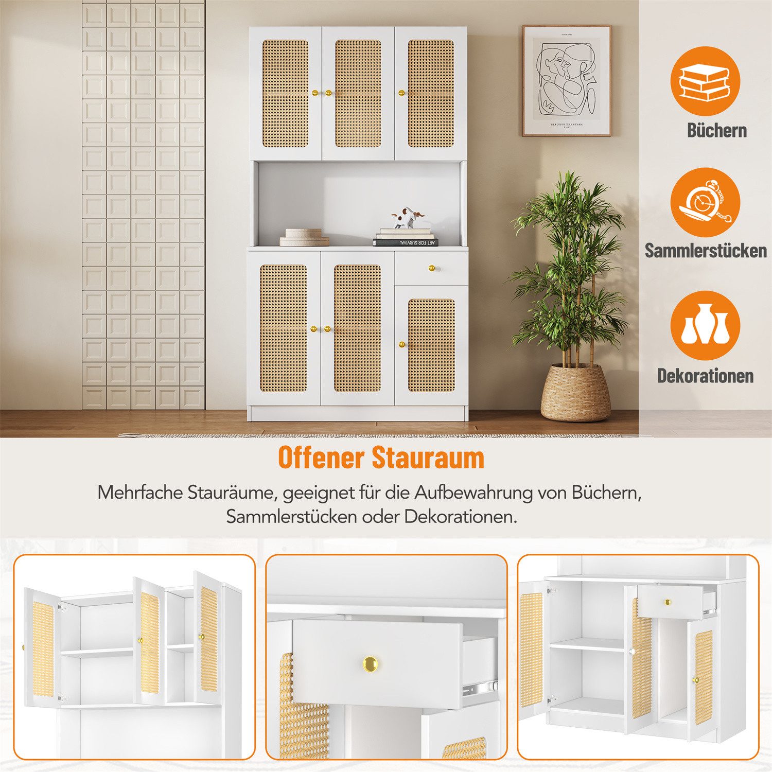 autolock Highboard Rattan-Highboard - mit 6 günstig online kaufen