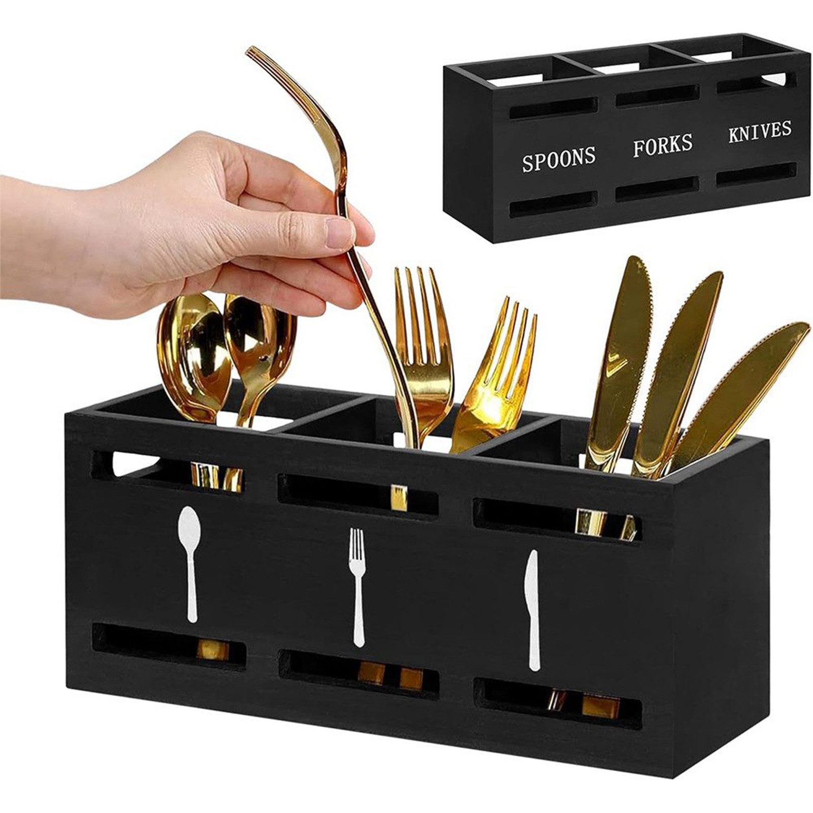 HAUSS SPOLE Besteckhalter Besteckhalter mit Holz Küchenutensilienhalter Una günstig online kaufen