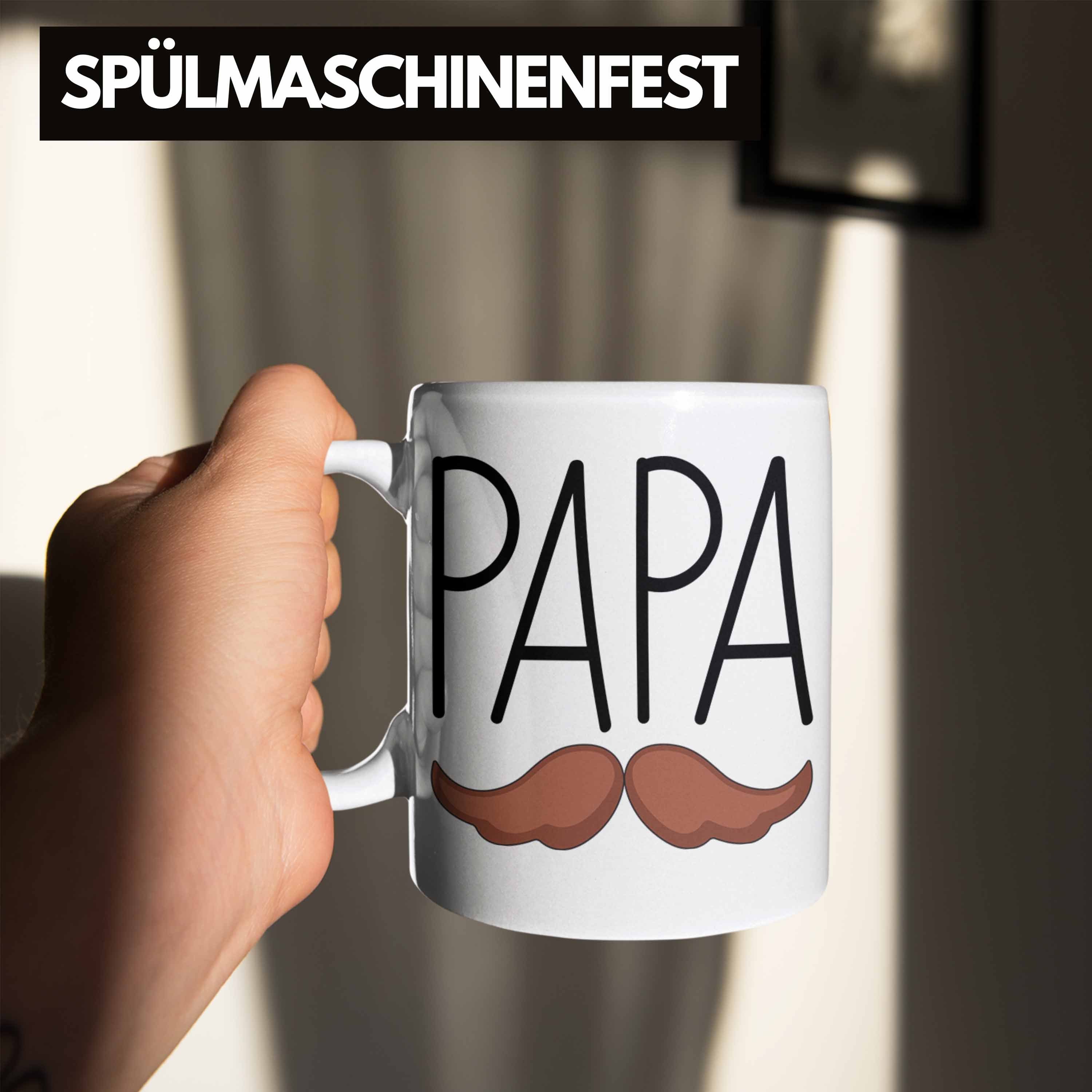 Vatertag Lustig Geschenkidee Tasse Papa Weiss Schnurrbart Tasse Geschenk Trendation