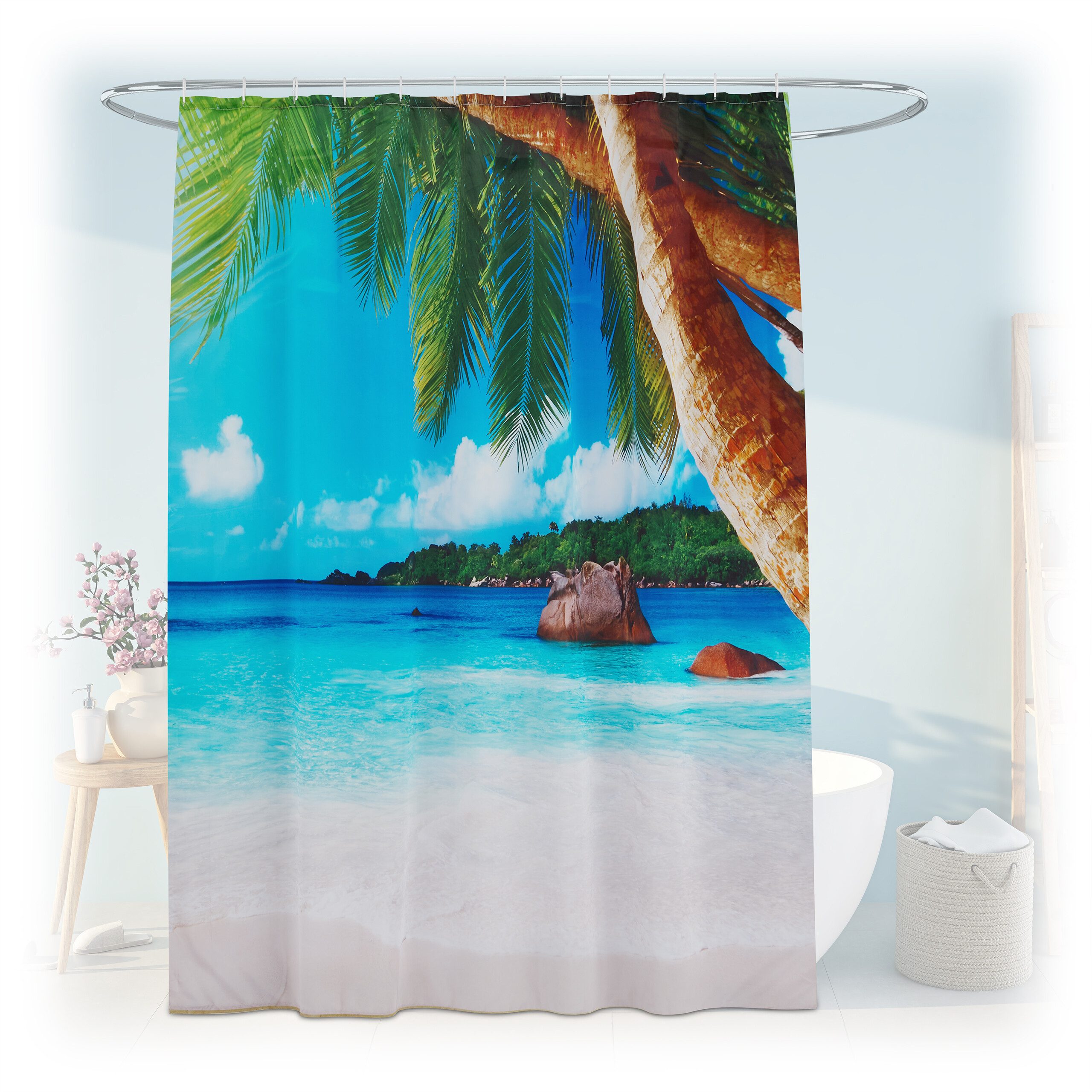 relaxdays Duschvorhang 180x200 cm mit Motiv Breite 180 cm (Tropical), 180x2 günstig online kaufen