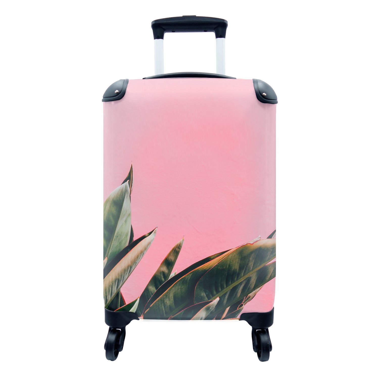 MuchoWow Tropisch, Pflanzen Rosa Frauenzunge Handgepäckkoffer Handgepäck für - Reisetasche Reisekoffer mit 4 Ferien, Rollen, - - rollen, Trolley,
