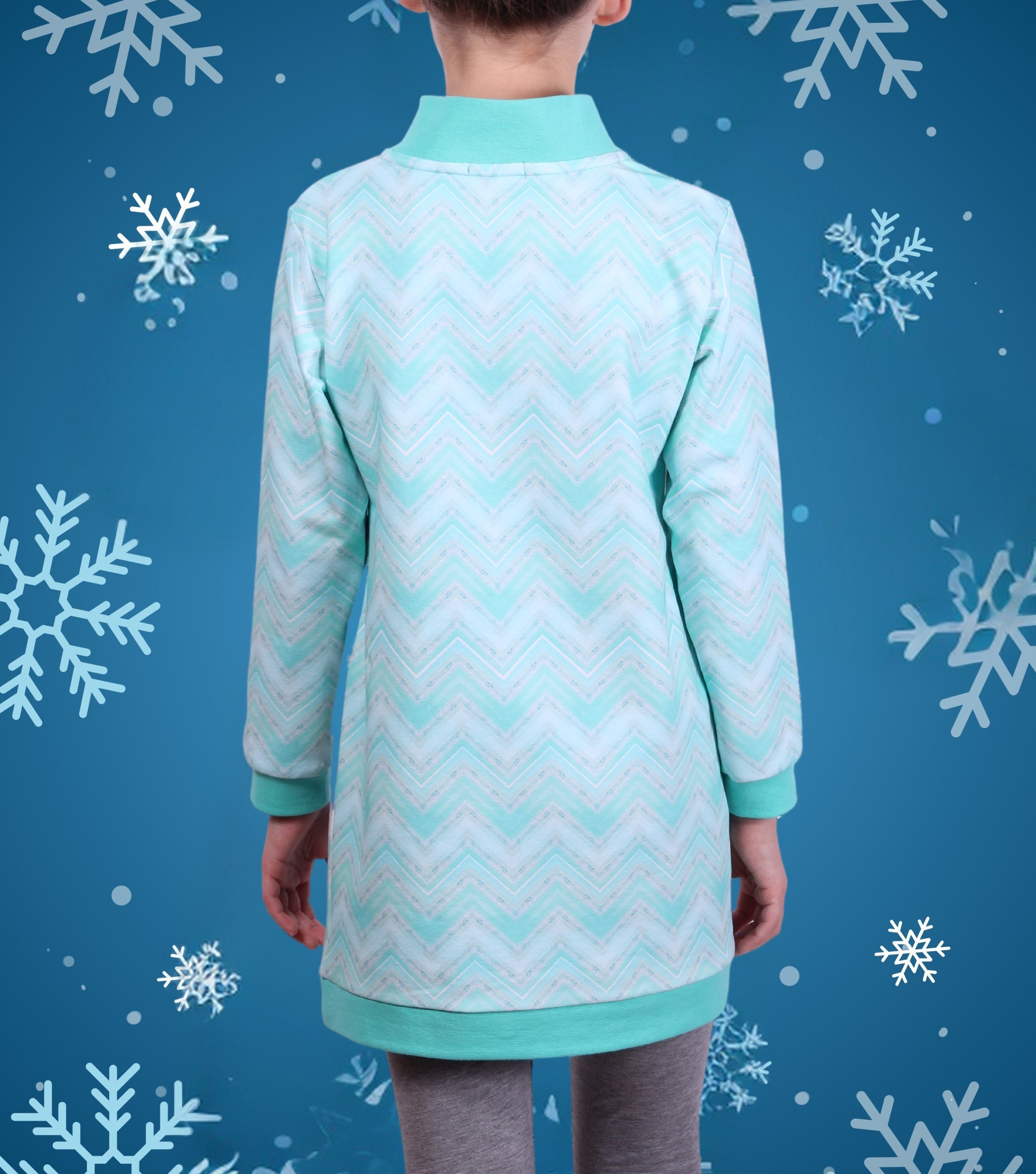 coolismo Sweatkleid Kleid in für Baumwolle, Mädchen Sweatshirt Winter-Motiv-Print Made Europa coole mit
