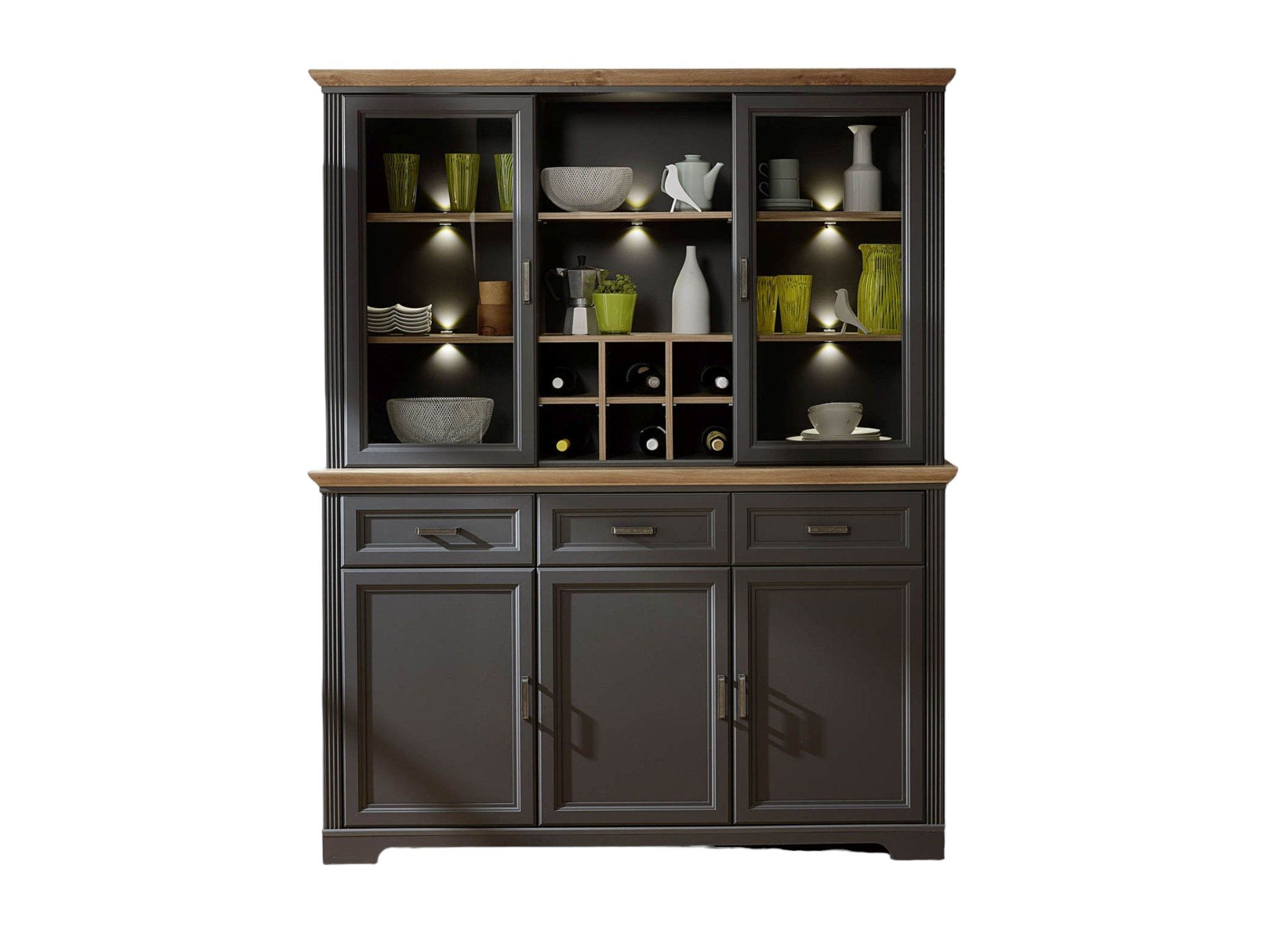 moebel-dich-auf Buffet FLORENZ (Buffetschrank Schrank, in 2 Farben erhältlich) inkl. LED-Beleuchtung