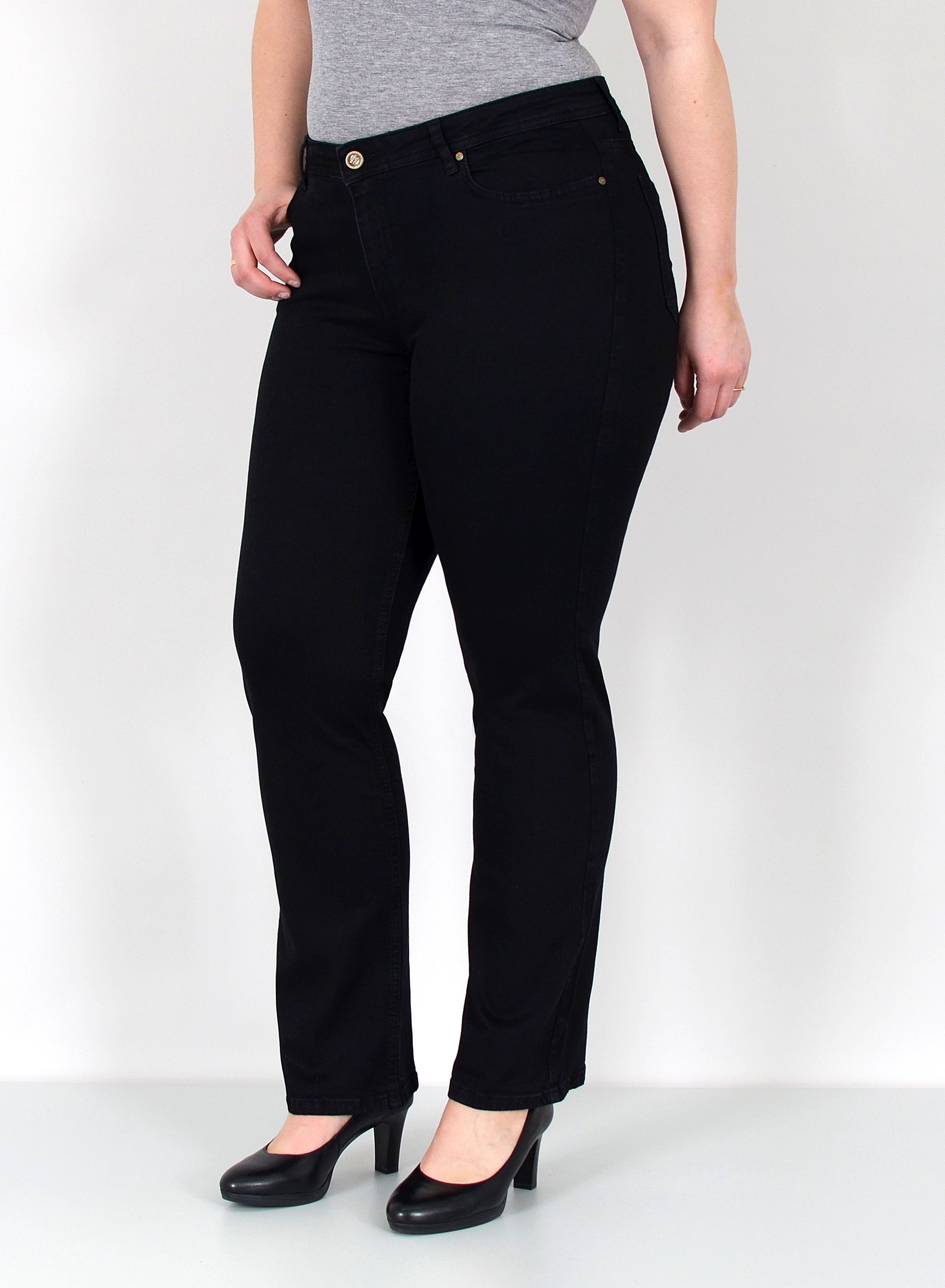 Straight-Jeans Gerade Schnitt Jeans hoher Bund mit Stretch bis Plus Size Übergröße