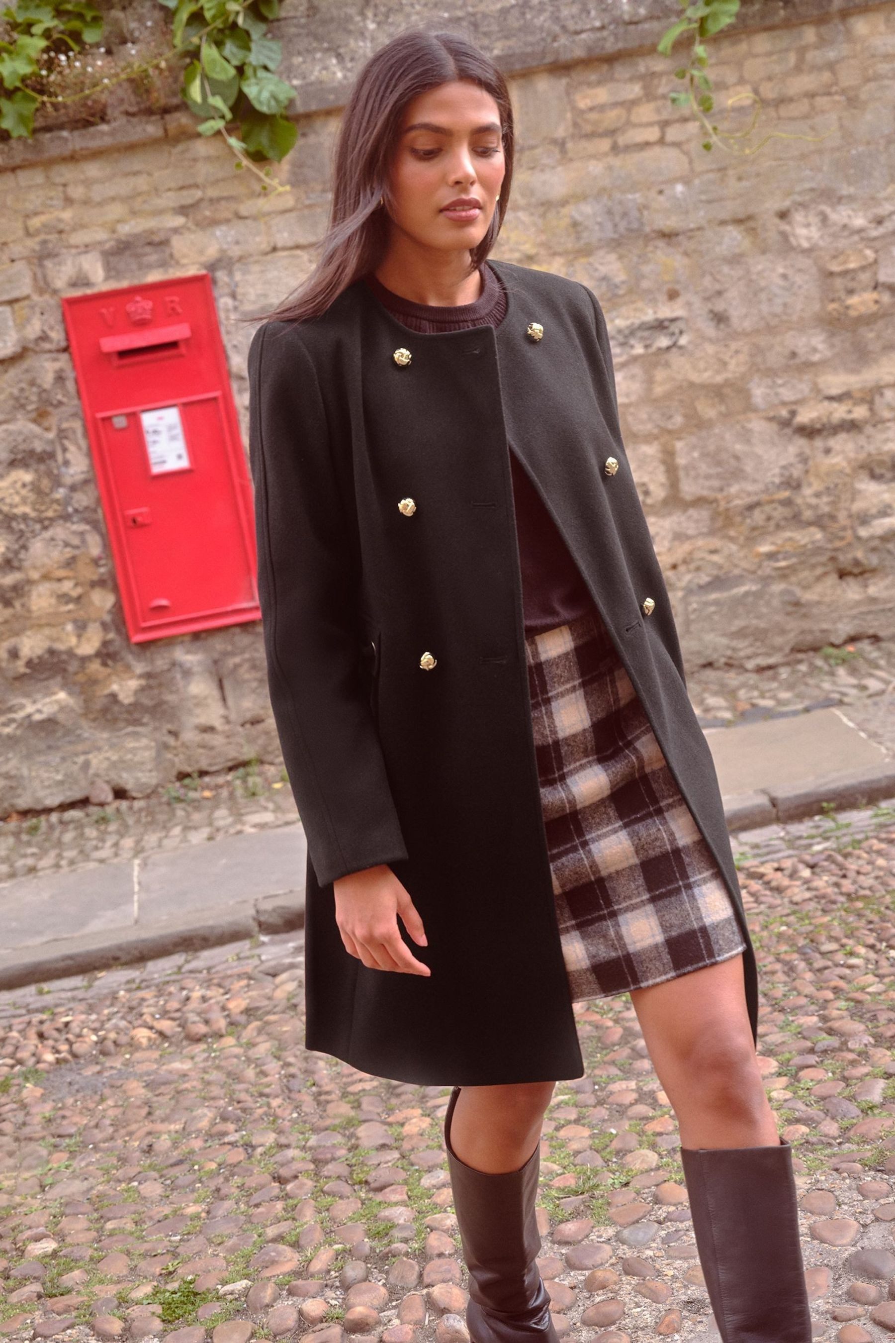 Love & Roses Kurzmantel Love & Roses Zweireihige Jacke, Kurzgröße (1-tlg)