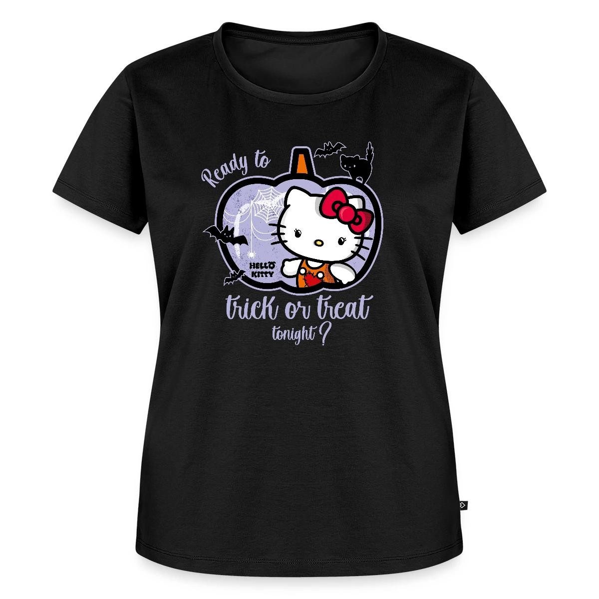 Spreadshirt T-Shirt Hello Kitty Halloween Süß Oder Saurer Frauen Premium T-Shirt (1-tlg) Fällt klein aus. Wir empfehlen, eine Größe größer zu bestellen.