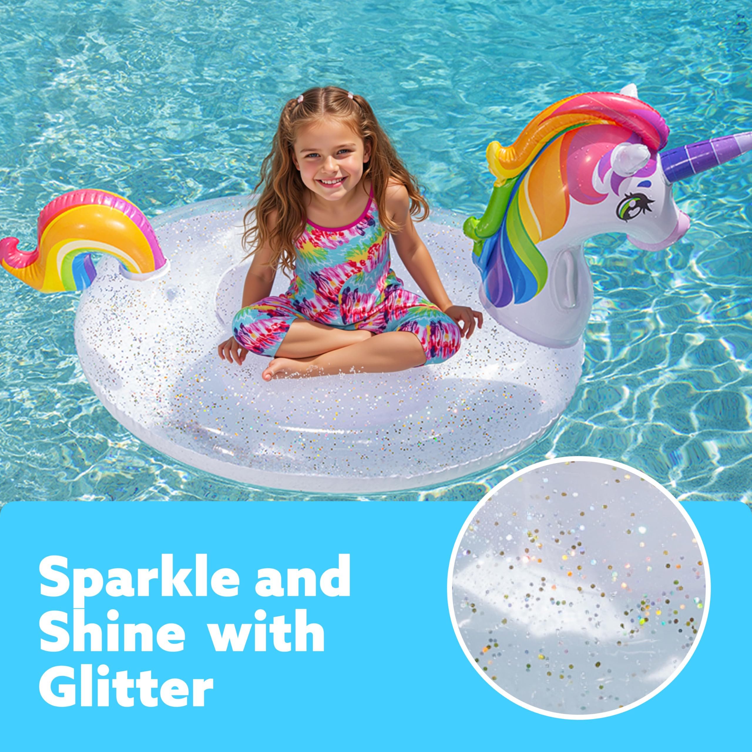 sloosh Aufblasbare Schwimmfigur SLOOSH Wasser Pool Luftmatratze Kinder, Aufblasbare Einhorn Pool Floß