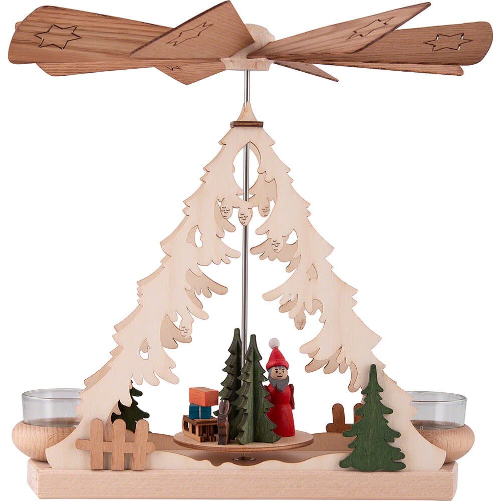 Dregeno Erzgebirge Weihnachtspyramide 1-stöckige Pyramide mit Weihnachtsmann (26cm) von Dregeno Seiffen